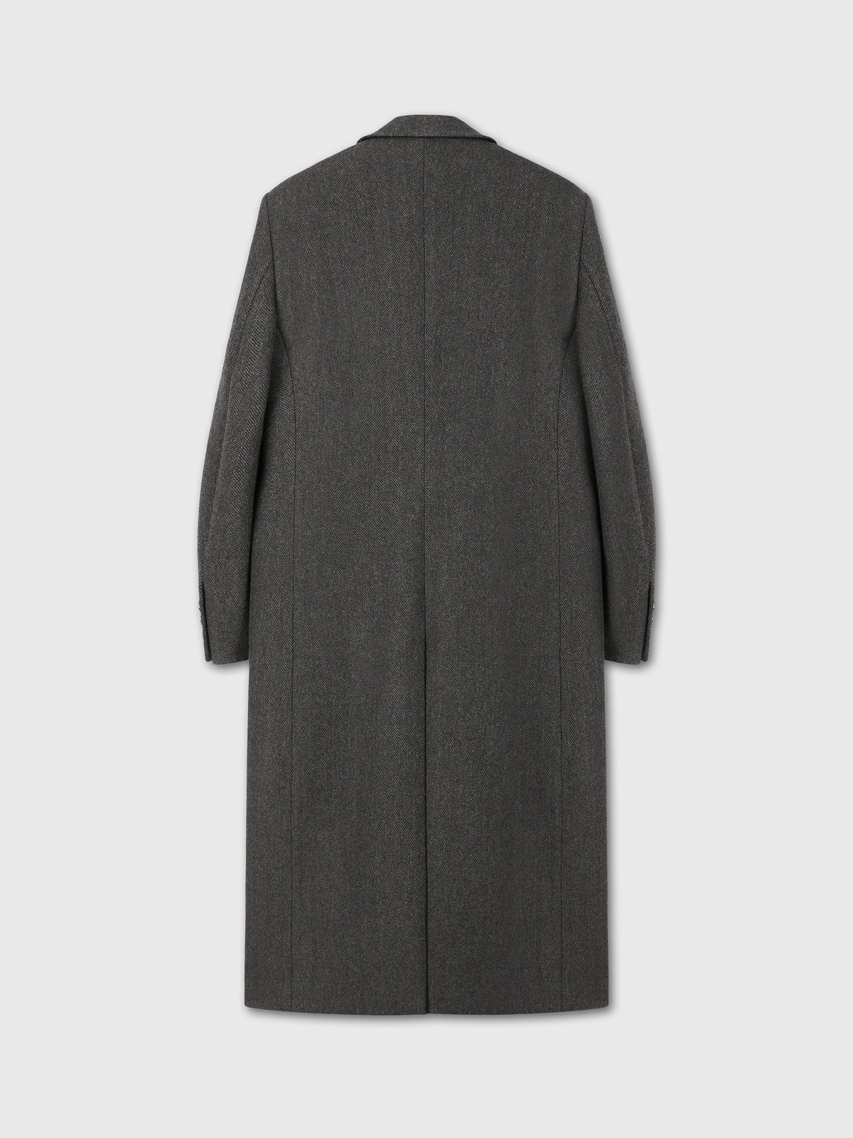HERRINGBONE WOOL DOUBLE-BREASTED COAT_ MOSS BROWN