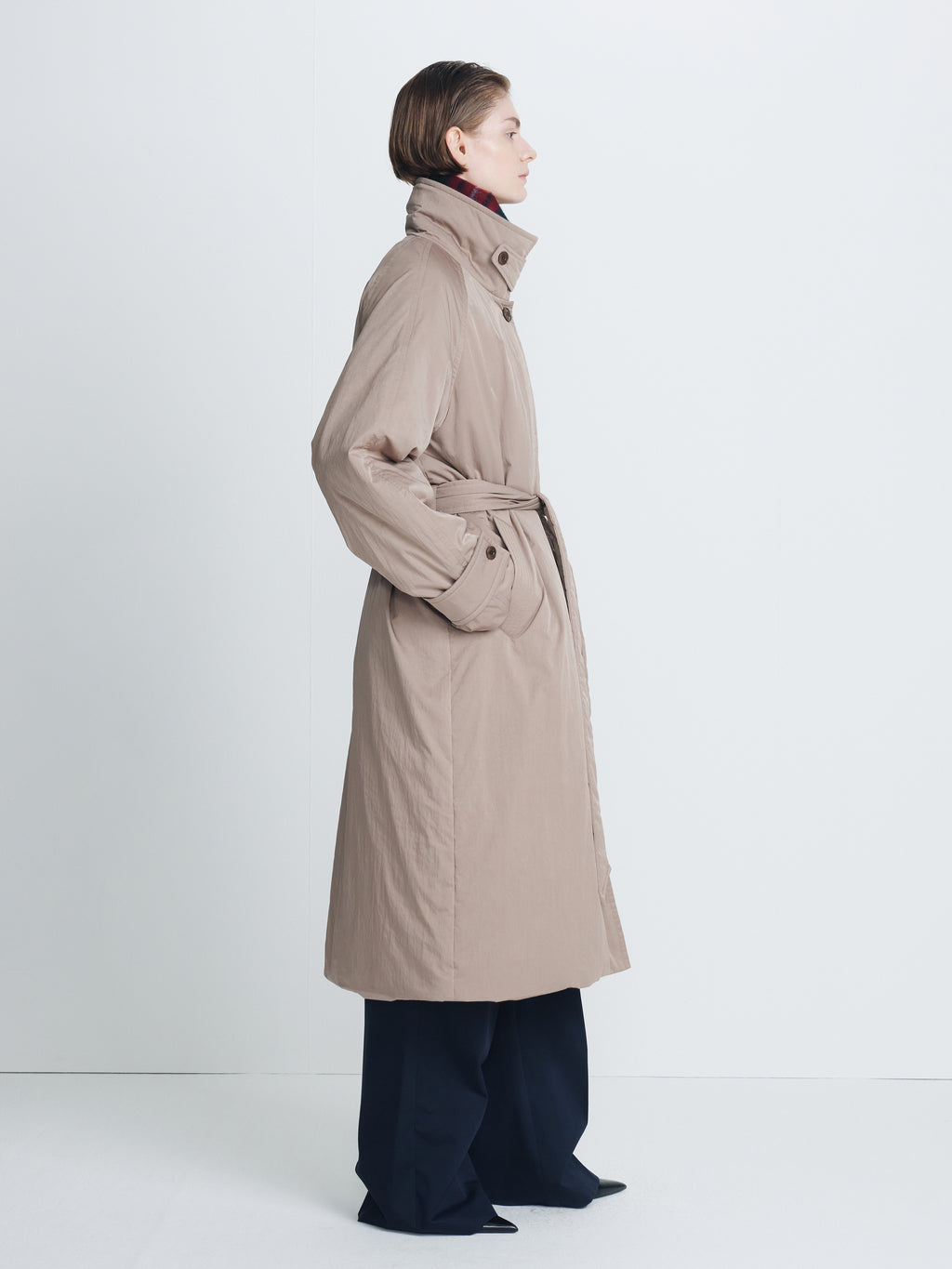 (W) TAILORED TRENCH PUFFER COAT_ BEIGE