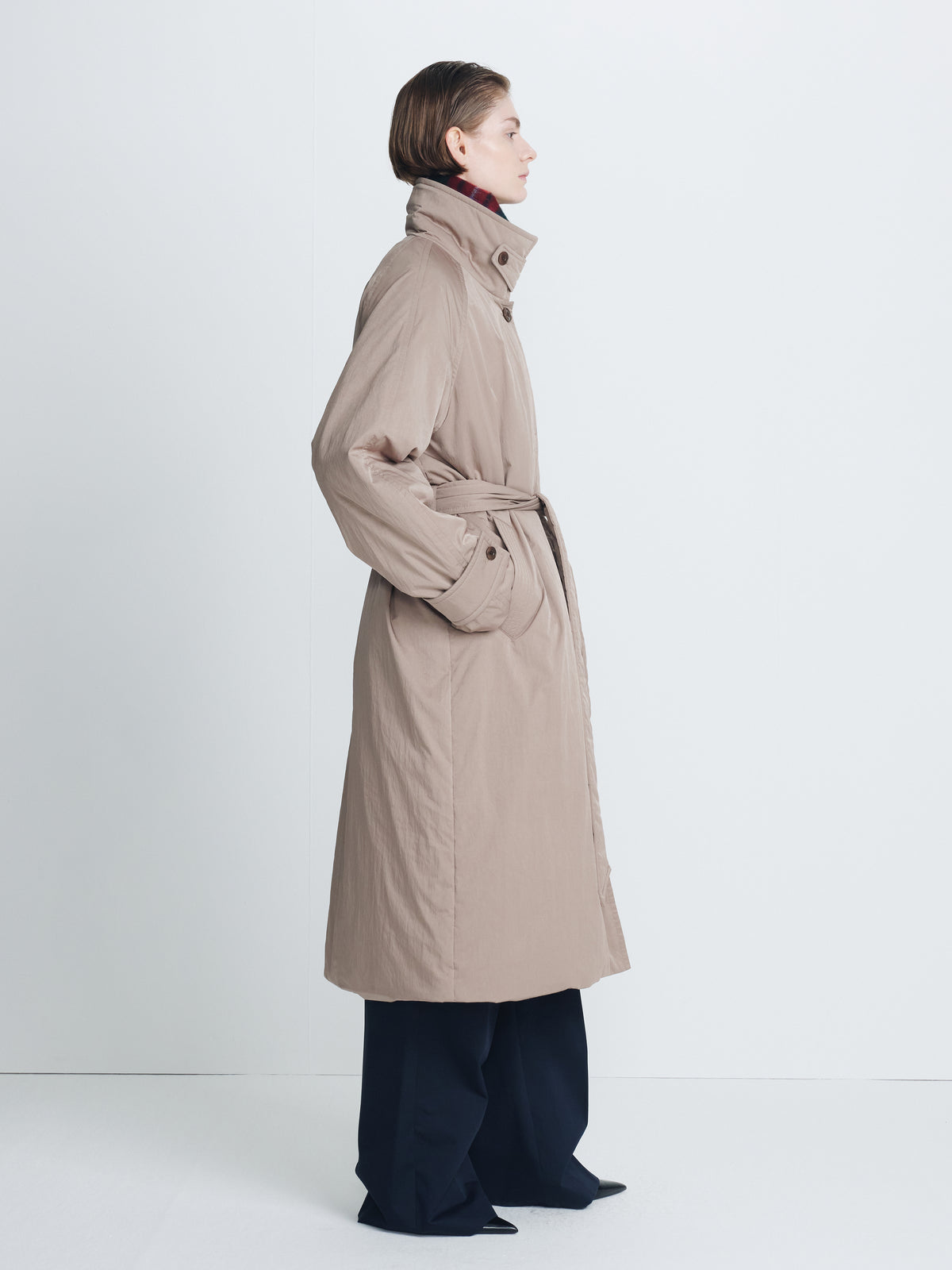 (W) TAILORED TRENCH PUFFER COAT_ BEIGE