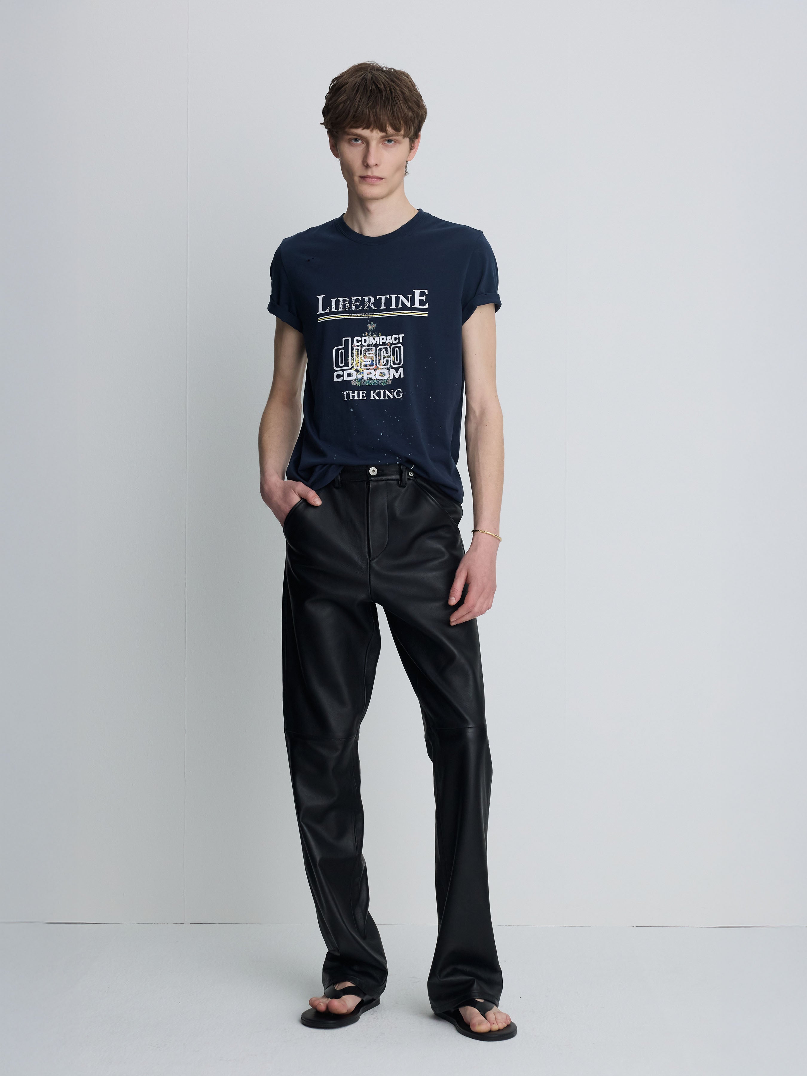 DISTRESSED LIBERTINE T-SHIRT_ NAVY