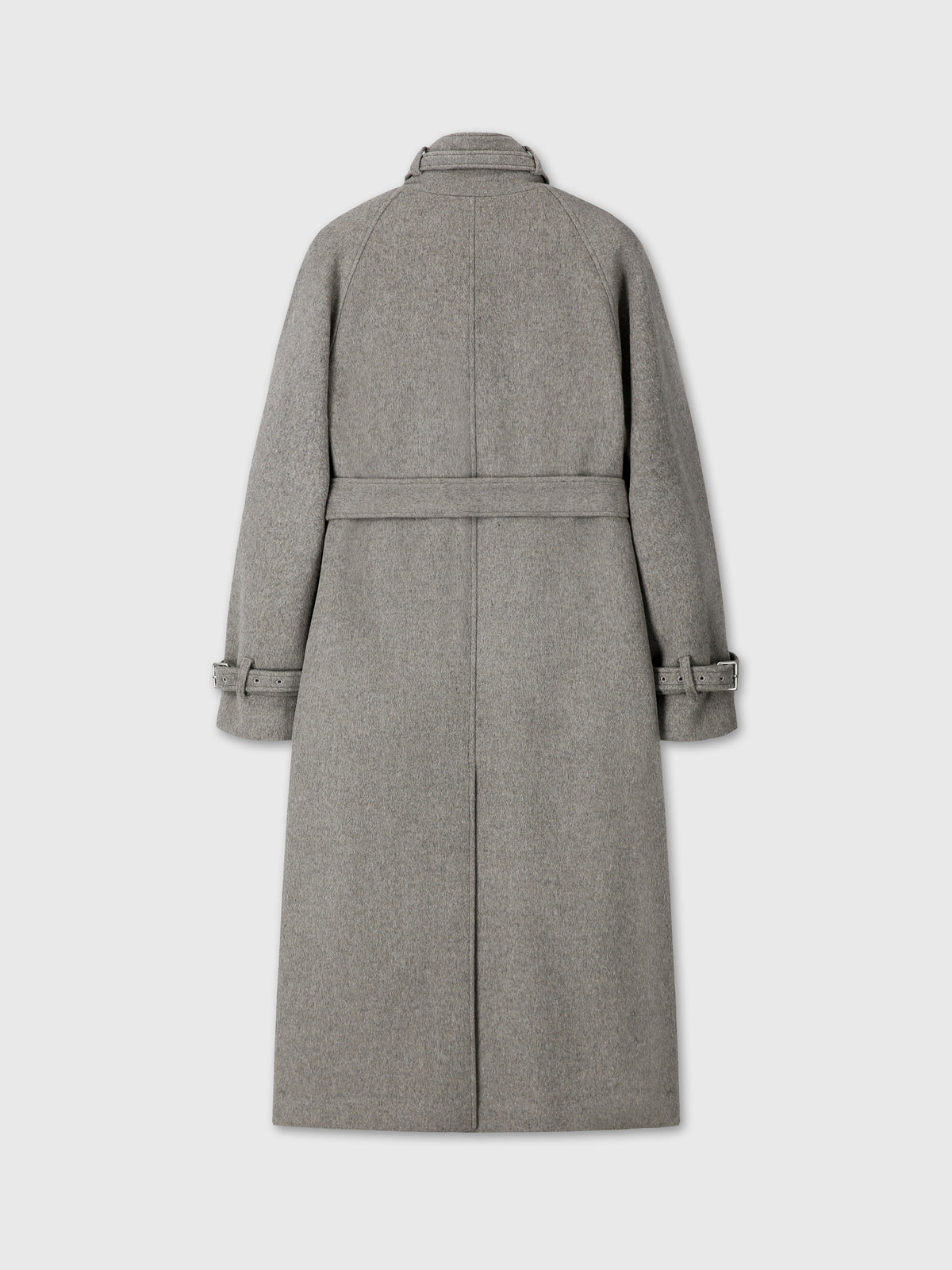 (W) HIGH-NECK BELTED WOOL COAT_ HEATHER GREY