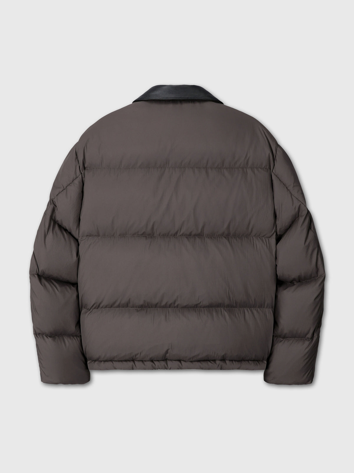 LEATHER COLLAR DOWN PUFFER BLOUSON_ DEEP BROWN