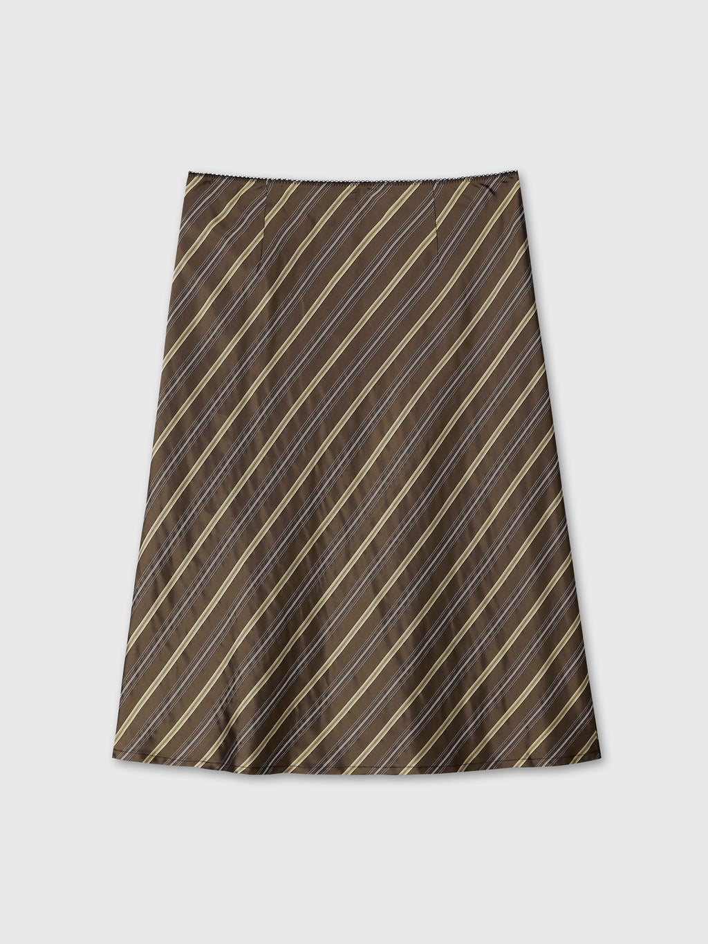 (W) SILK STRIPES MIDI-SKIRT_ BROWN STRIPE