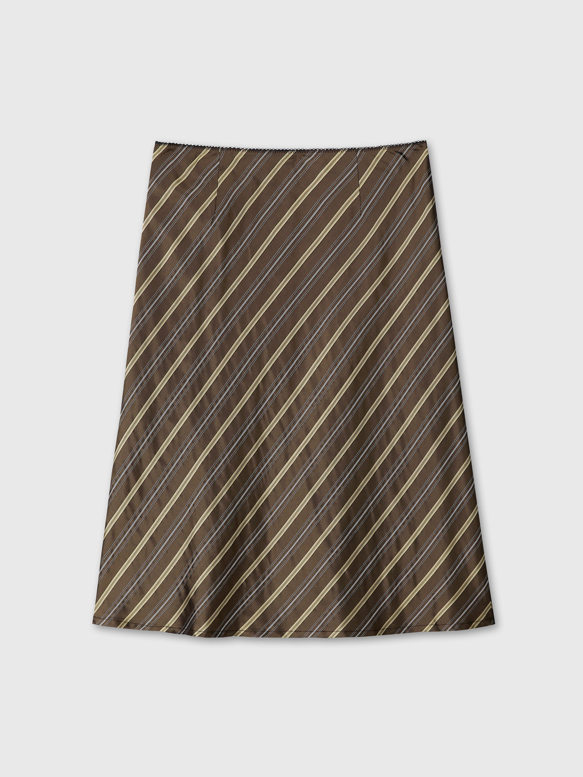 (W) SILK STRIPES MIDI-SKIRT_ BROWN STRIPE
