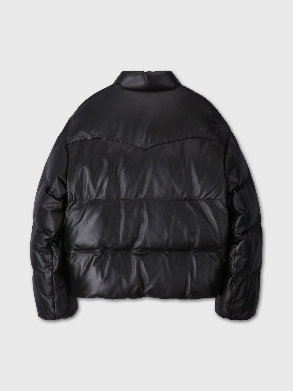 LAMB LEATHER DOWN PUFFER JACKET_ BLACK