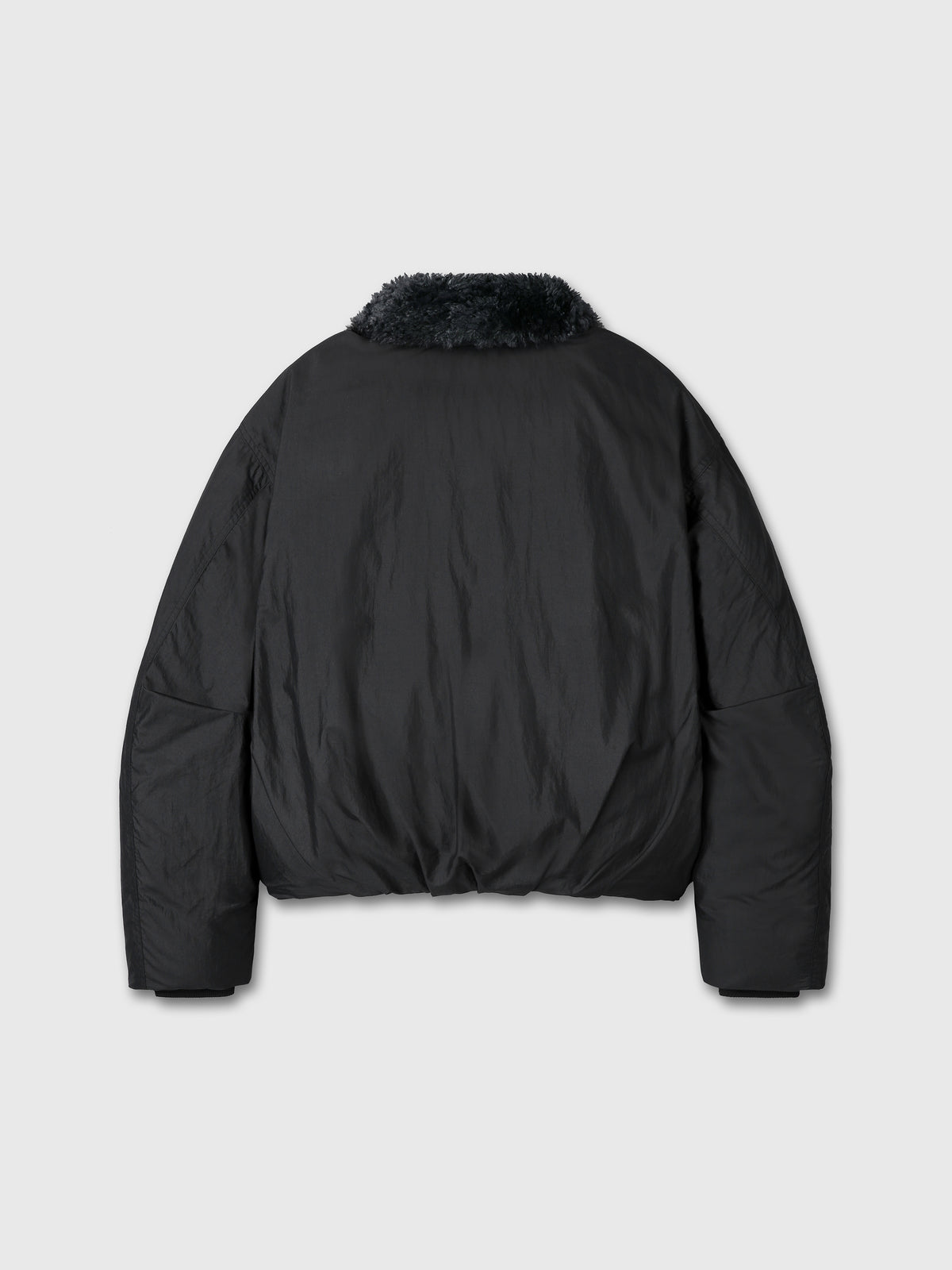 (W) SHEARLING COLLAR PUFFER BLOUSON_ BLACK