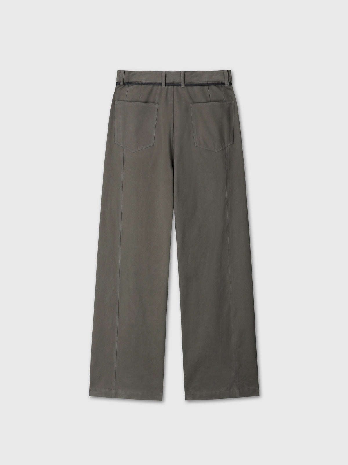 BRUSHED COTTON DRILL RELAXED STRING PANTS_ OLIVE