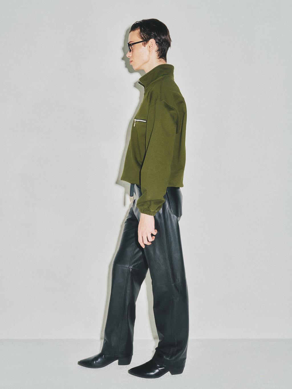 Extra Heavy Sweat Half Zip-up_ Fern Green