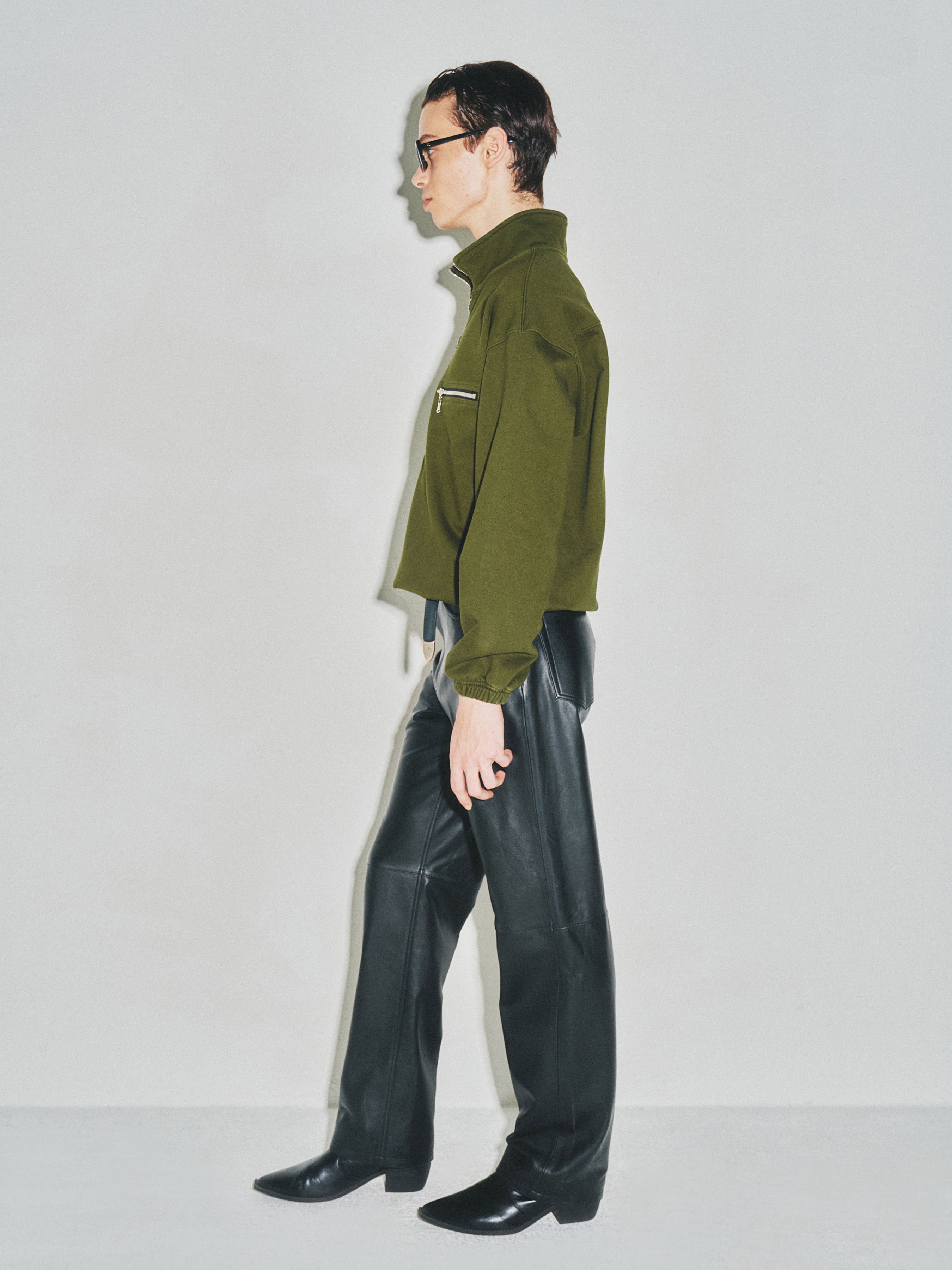 Extra Heavy Sweat Half Zip-up_ Fern Green
