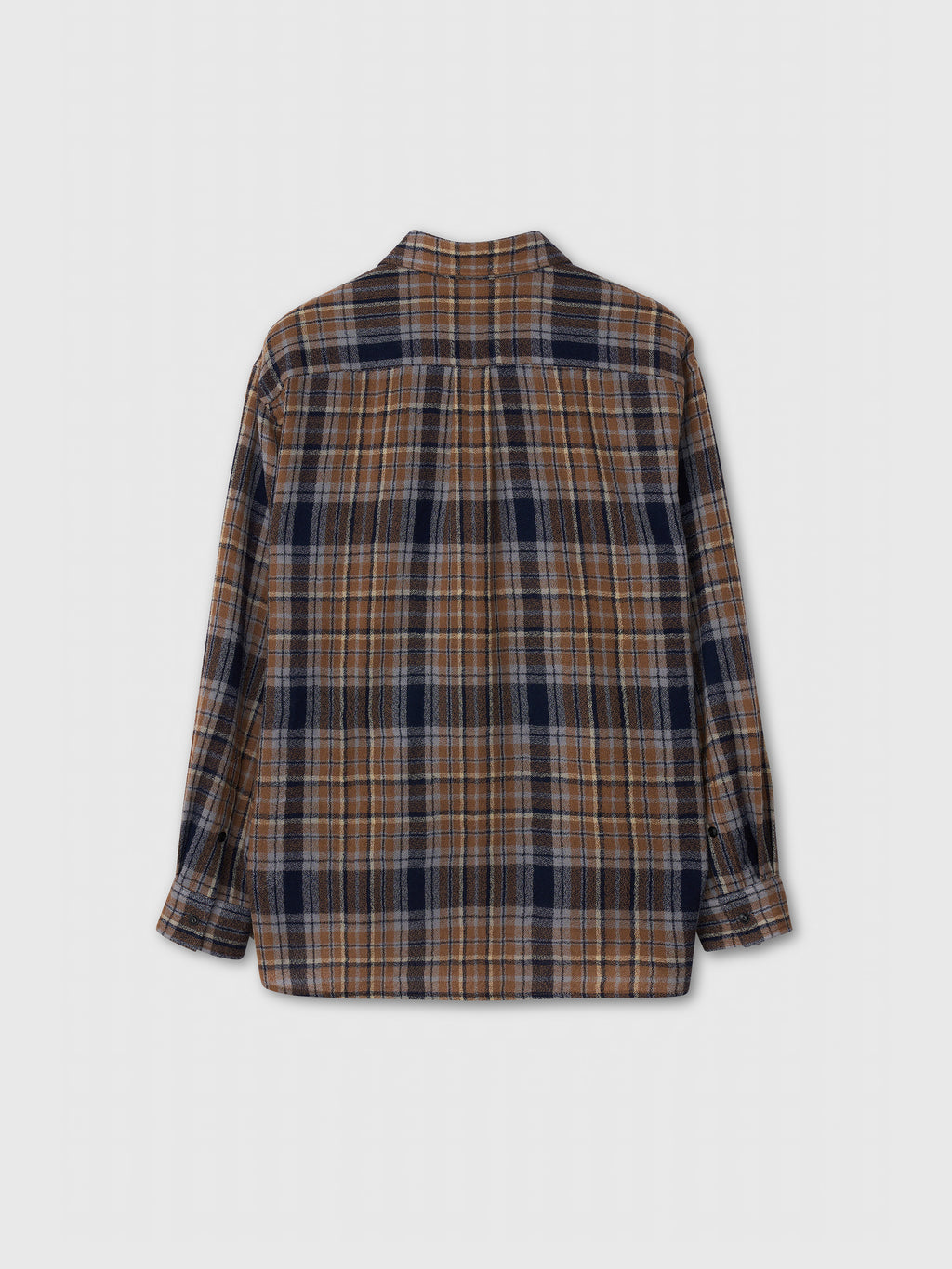 Light Wool Single Pocket Check Shirt_ Camel
