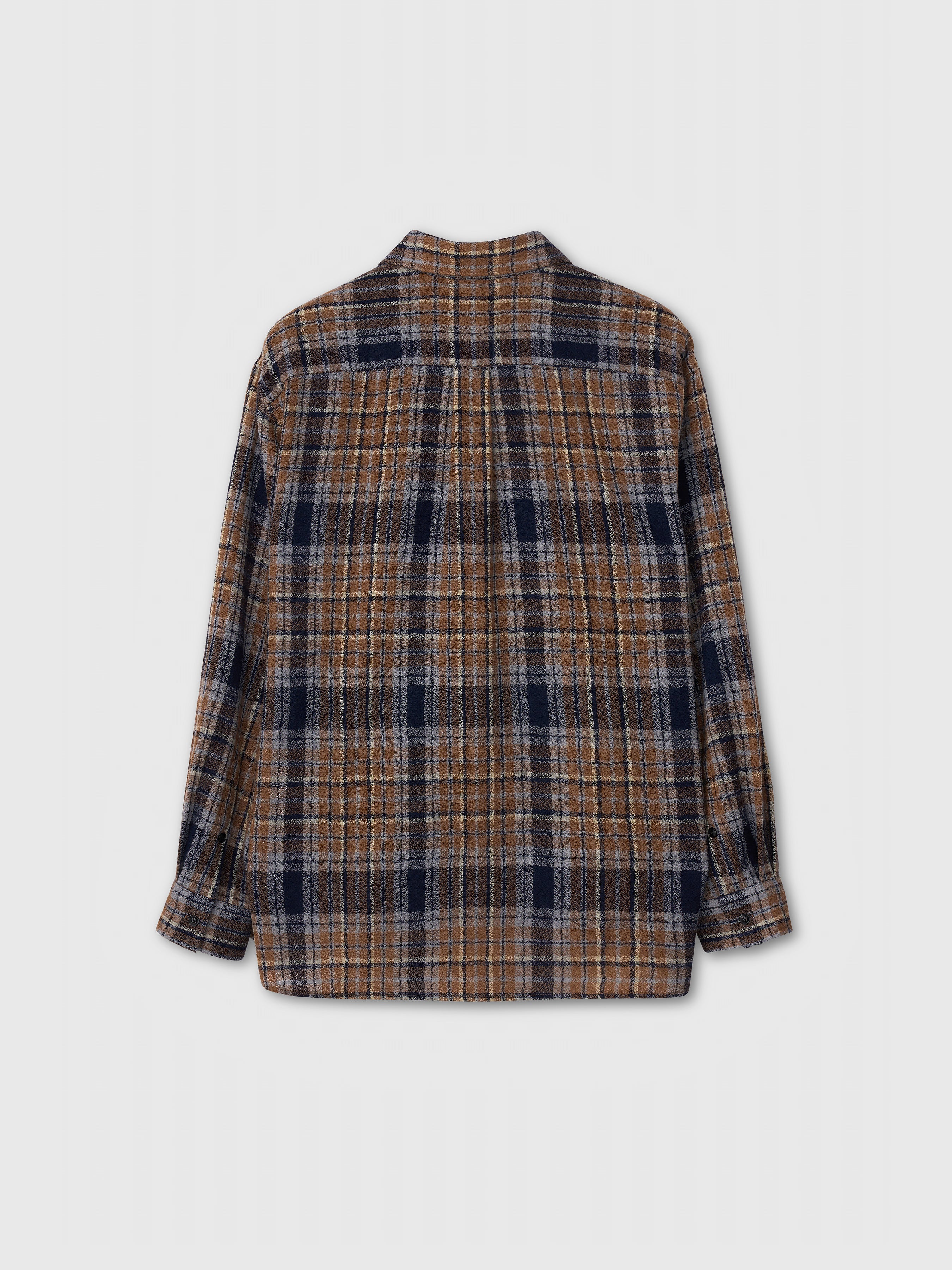 Light Wool Single Pocket Check Shirt_ Camel