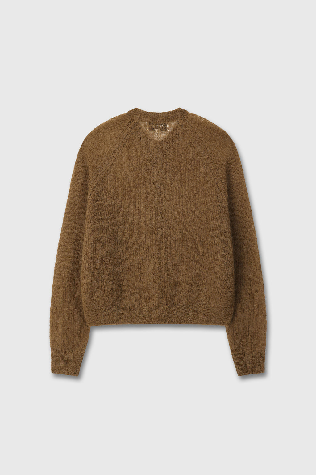 WOOL AND MOHAIR RIBBED MESH CARDIGAN_ CAMEL