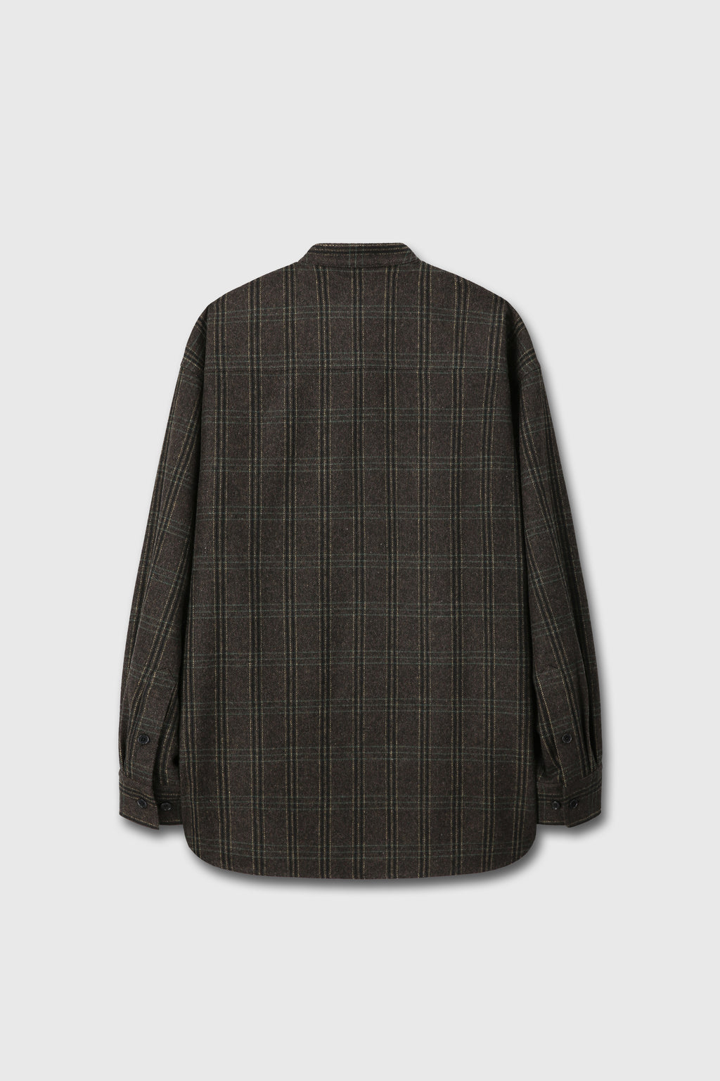 CHECKED WOOL OVERSIZED SHIRT_ DARK BROWN