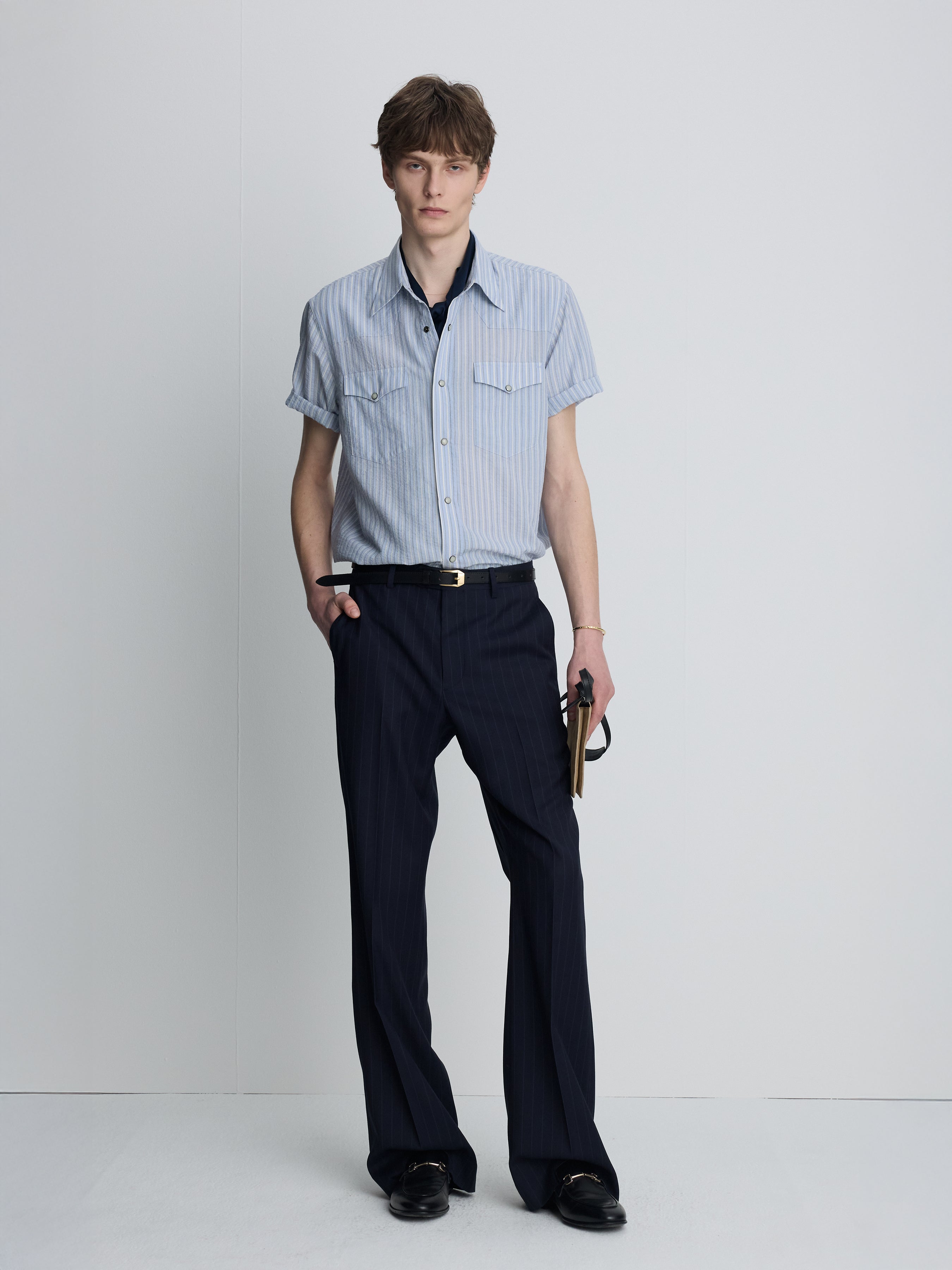 STRIPED COTTON BLEND WESTERN SHIRT_ SKY BLUE