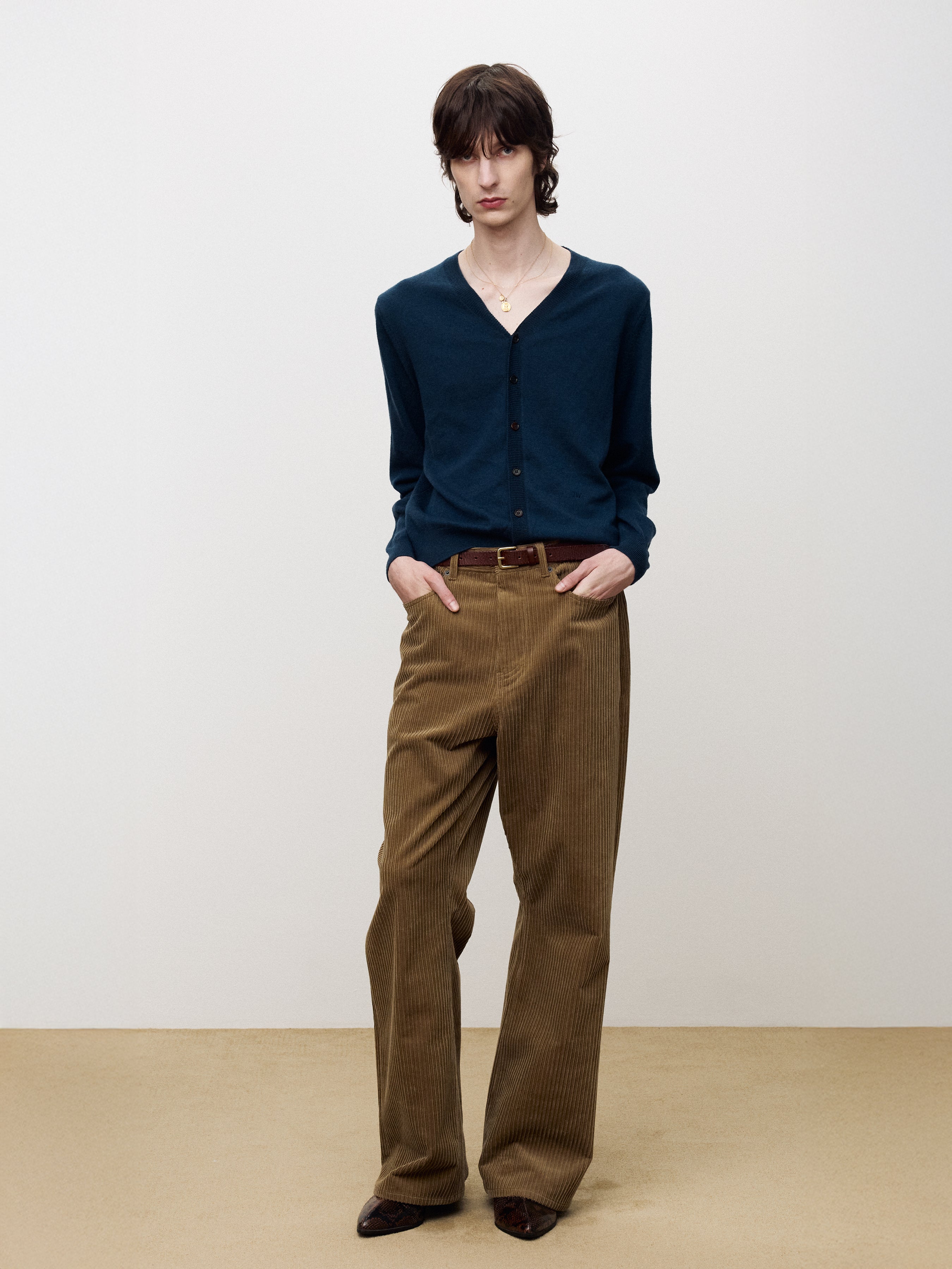 SUPER FINE MERINO WOOL KNIT CARDIGAN_ DARK BLUE