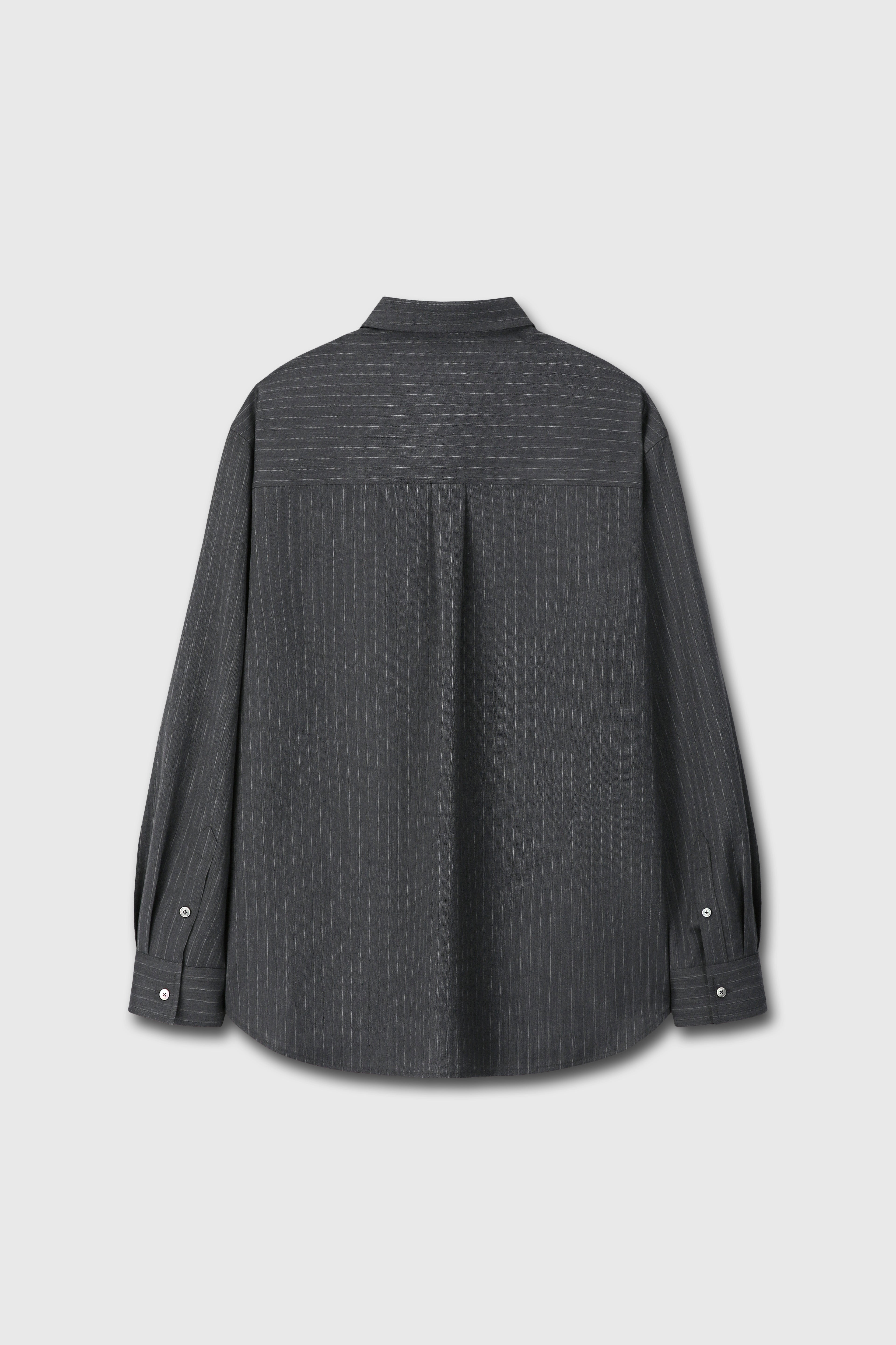 WOOL STRIPED RELAXED SHIRT_ GREY PINSTRIPE