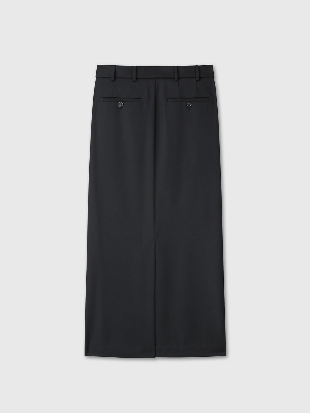 (W) WOOL BELTED MAXI SKIRT_ BLACK