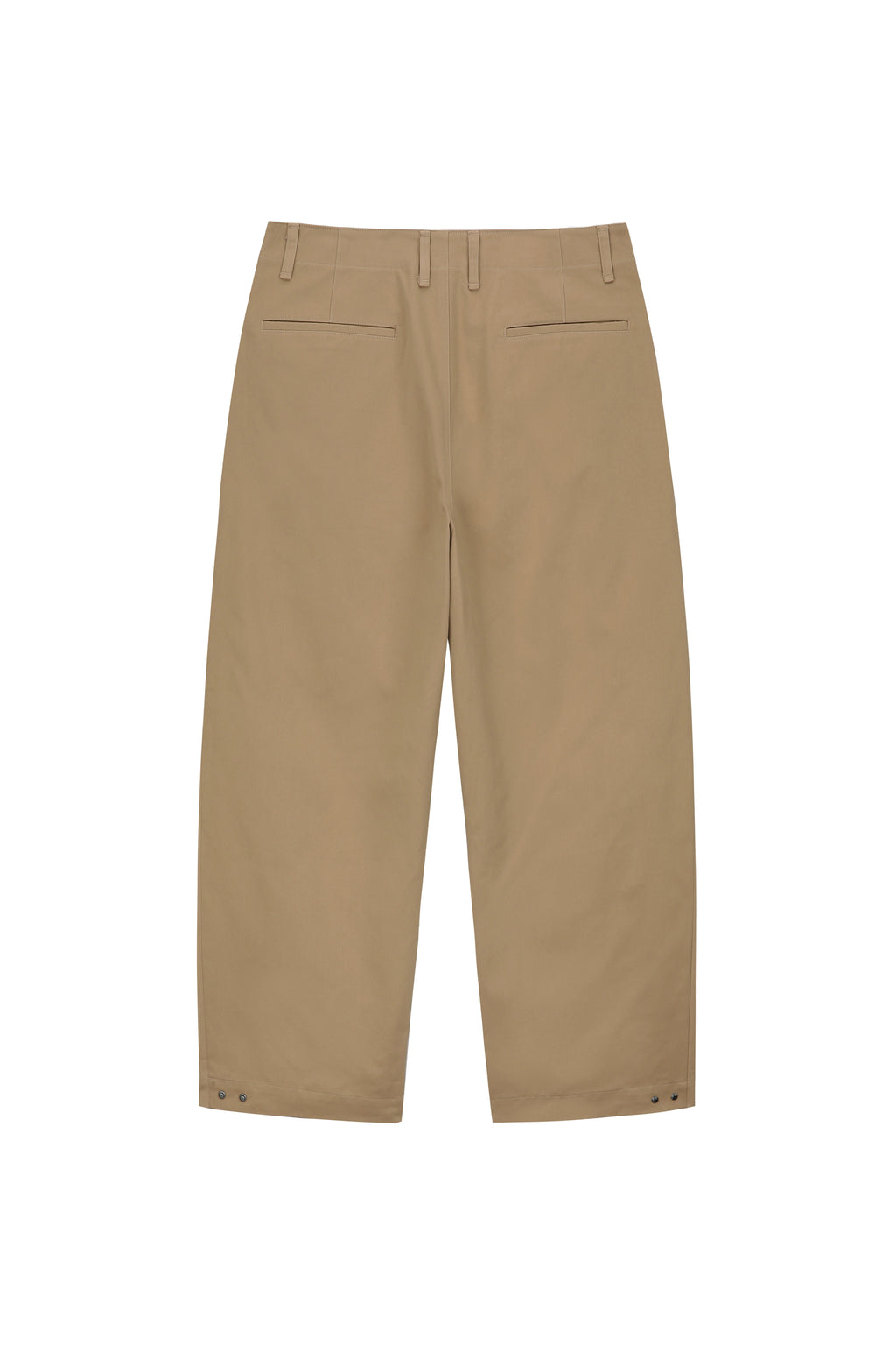 Wide Cut Hidden Snap Closure Trousers_ Beige