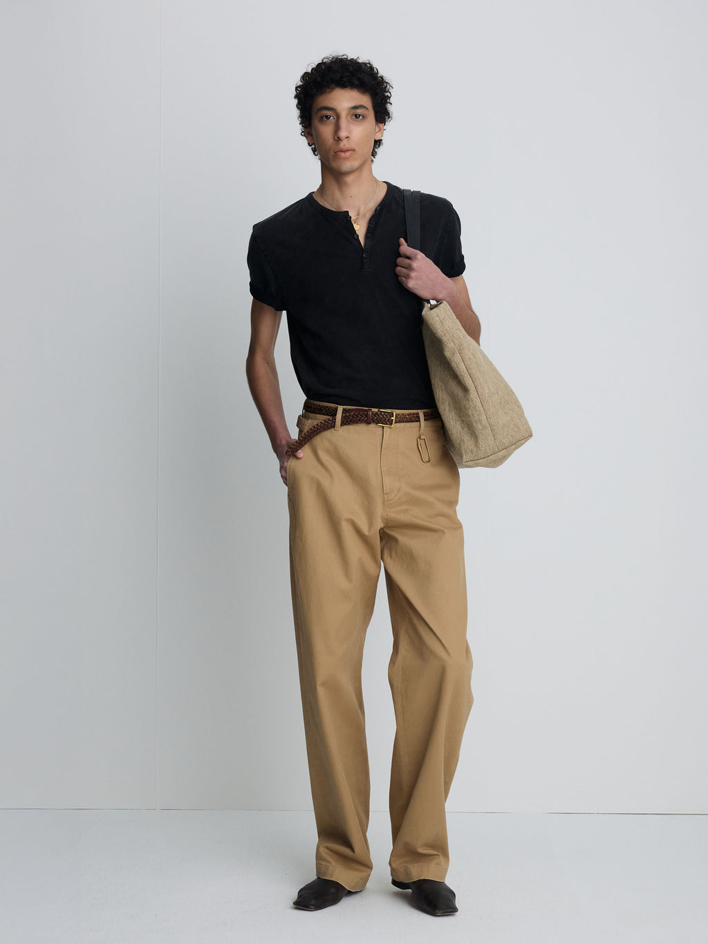 (2026.06.09 Open) GARMENT DYED HENLEY NECK TOP_ VINTAGE BLACK