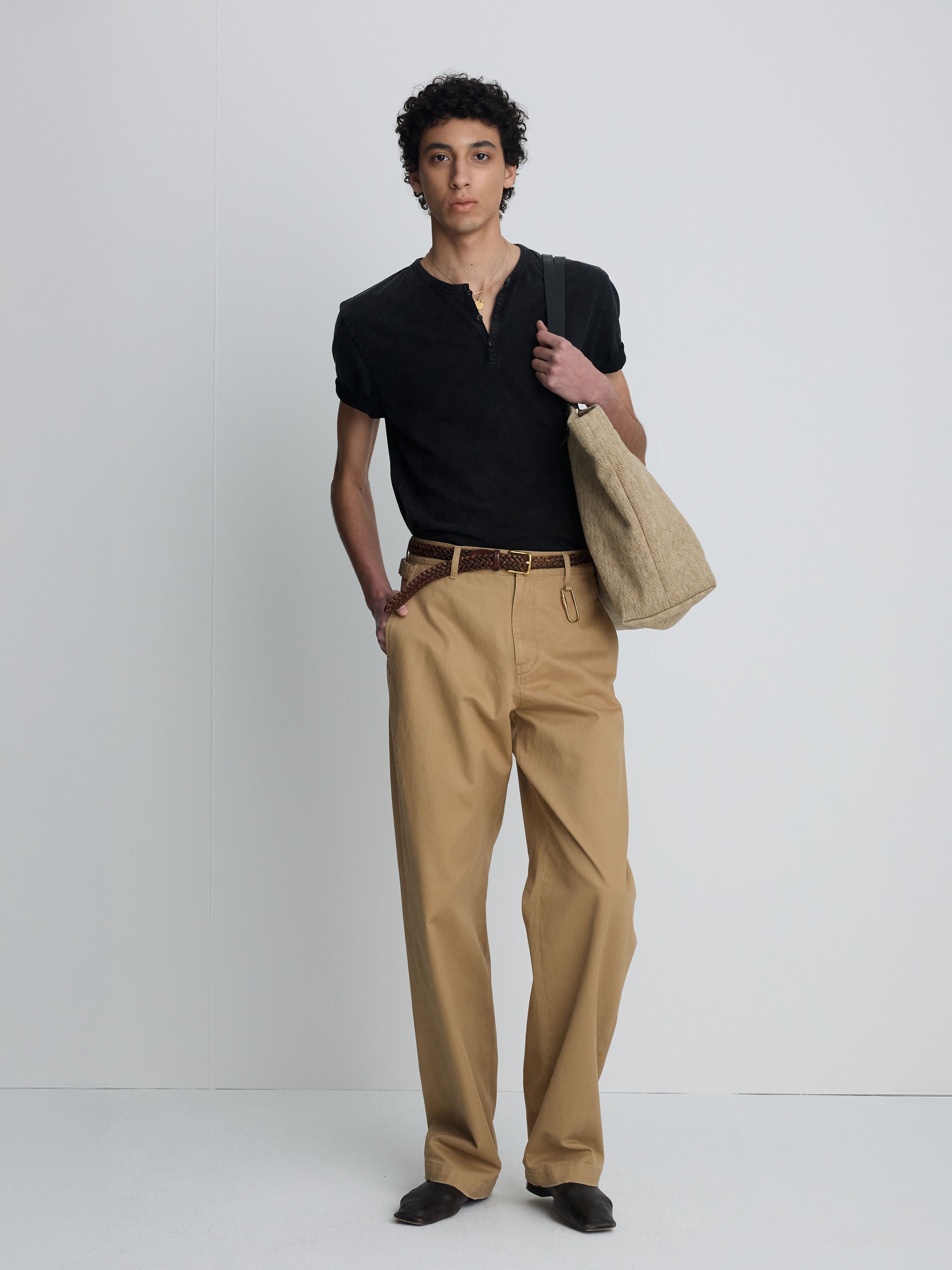 (2026.06.09 Open) GARMENT DYED HENLEY NECK TOP_ VINTAGE BLACK