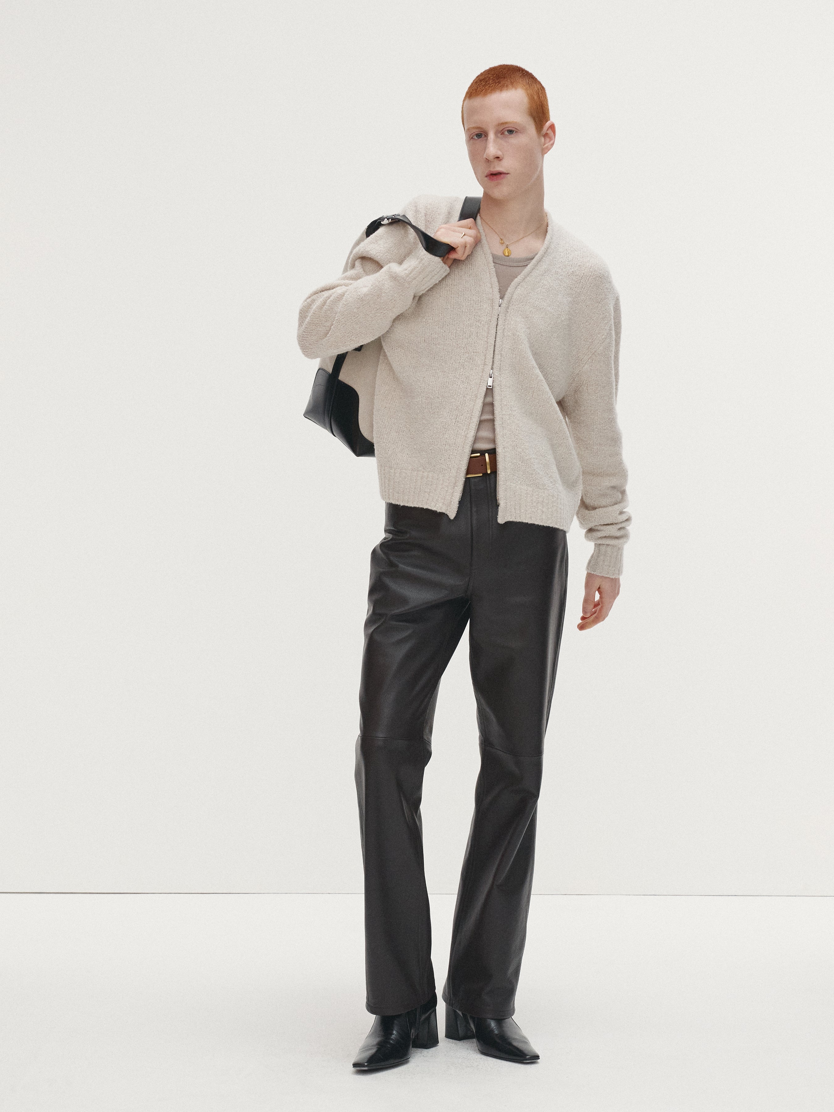 BABY ALPACA BRUSHED ZIP CARDIGAN_ ECRU