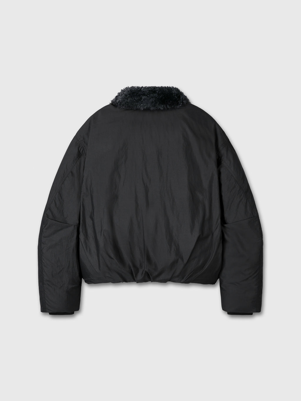 SHEARLING COLLAR PUFFER BLOUSON_ BLACK