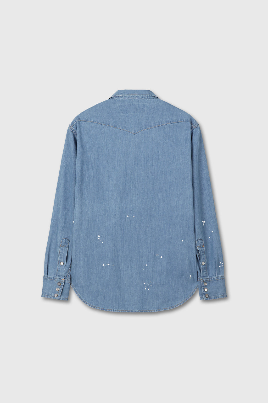 WASHED DENIM HAND-PAINTED WESTERN SHIRT_ WASHED BLUE