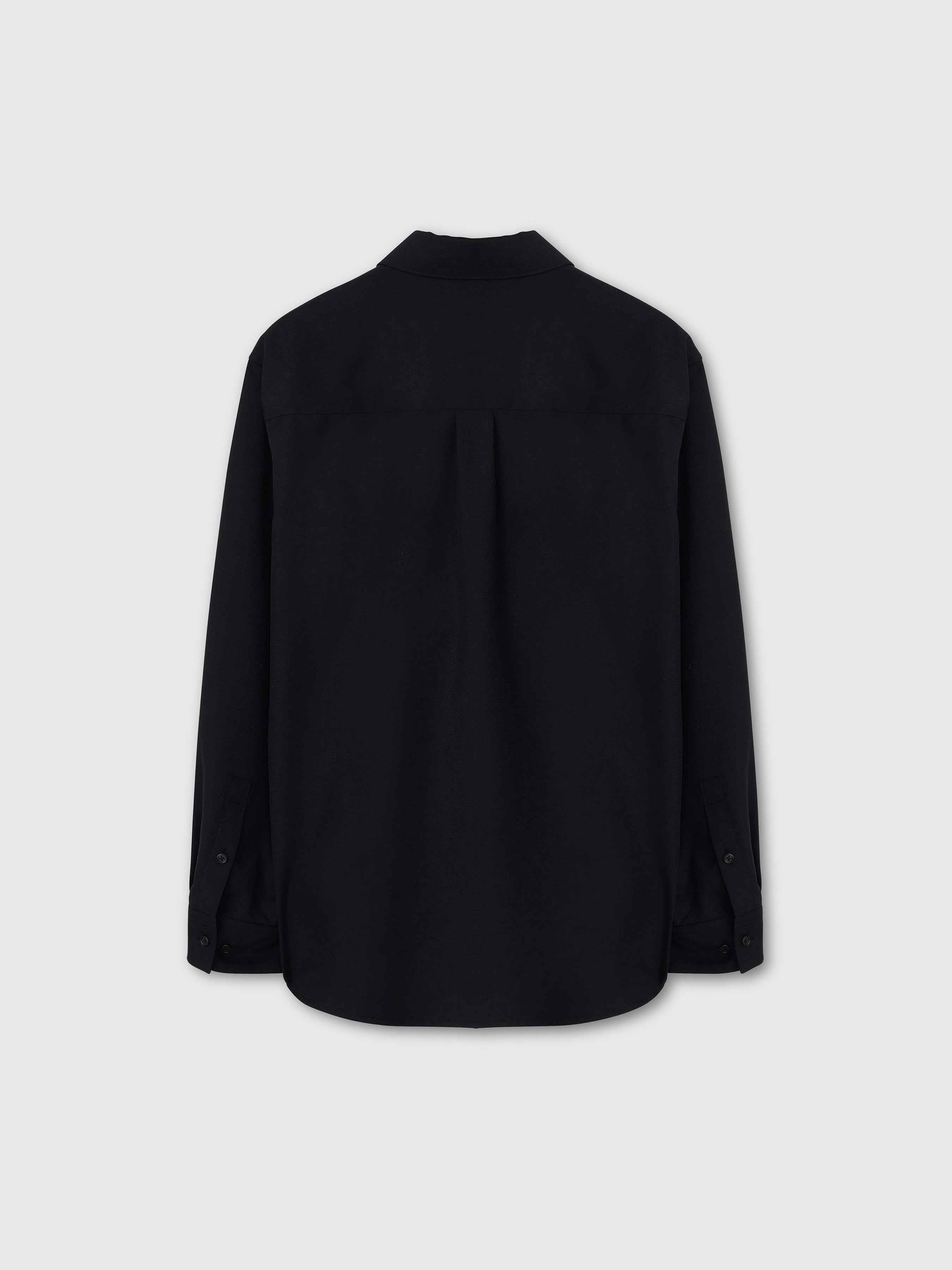 Wool Twill Hidden Pocket Shirt_ Black