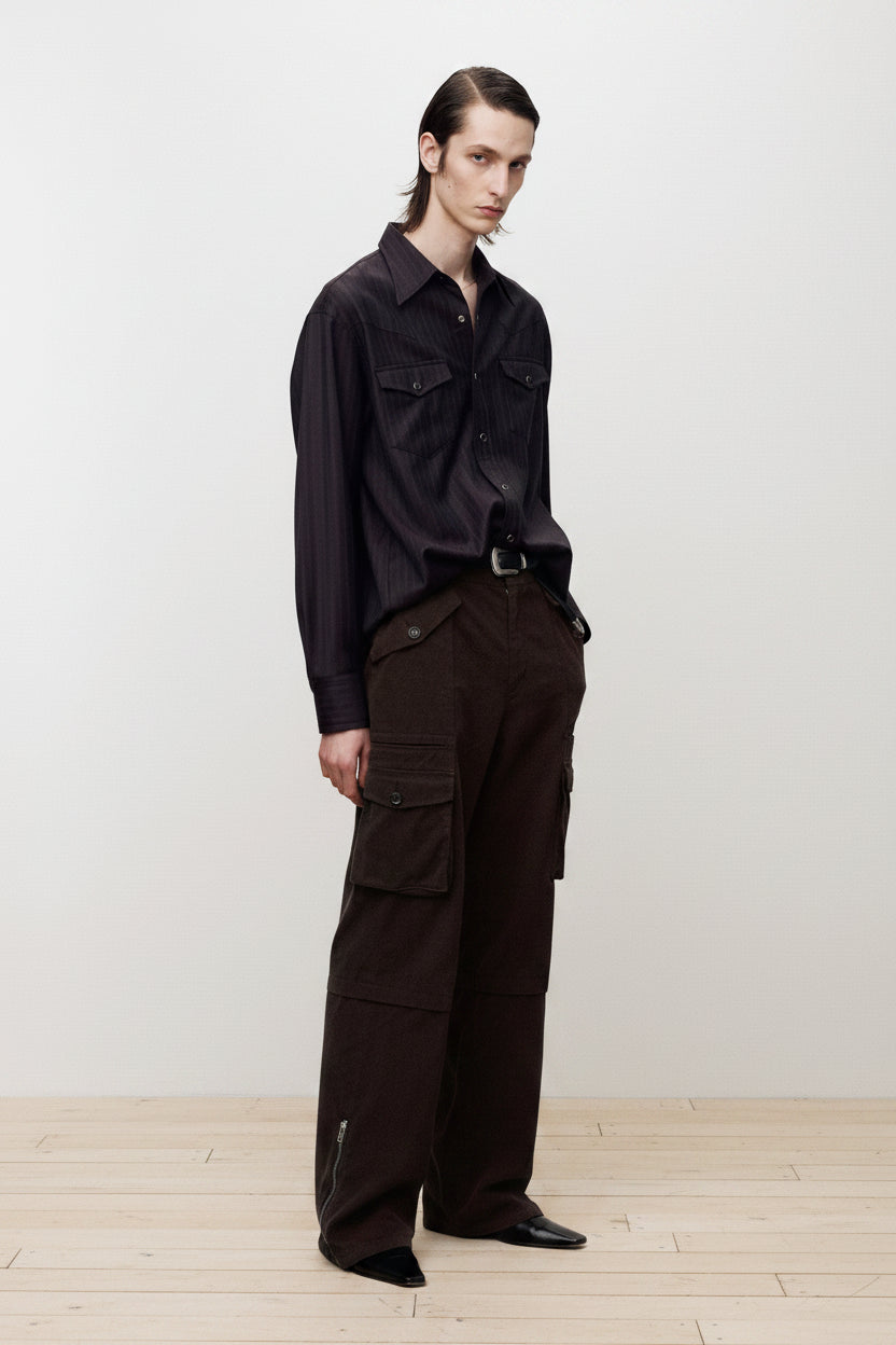 GARMENT-WASHED UTILITY CARGO PANTS_ FADED BROWN