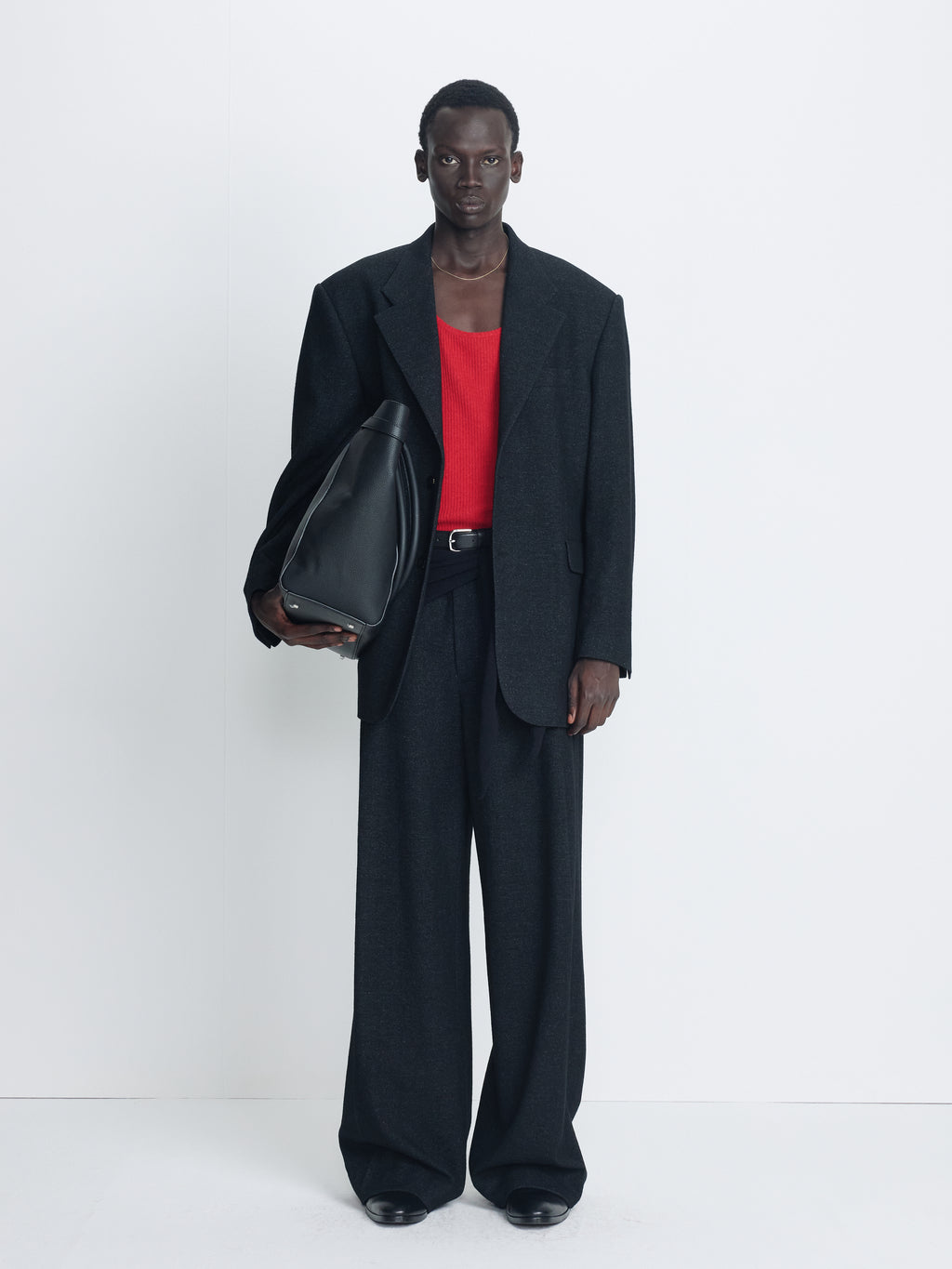 HERRINGBONE WOOL RELAXED TAILORED JACKET_ ANTHRACITE