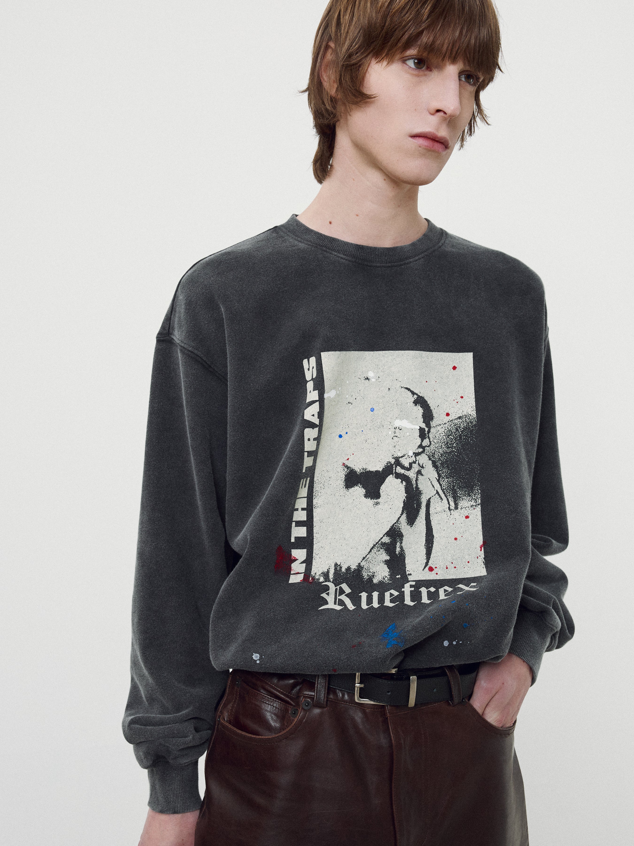 Rueflex Hand-Painted Sweatshirt_ Faded Black
