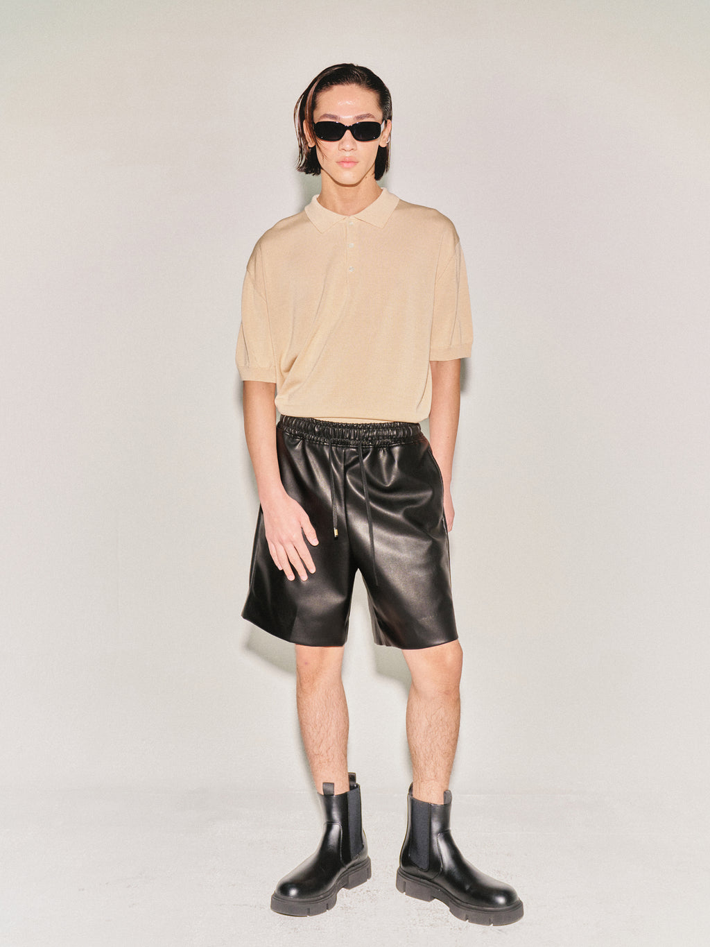 Silk Tencel High Guage Polo Knit_ Royal Beige
