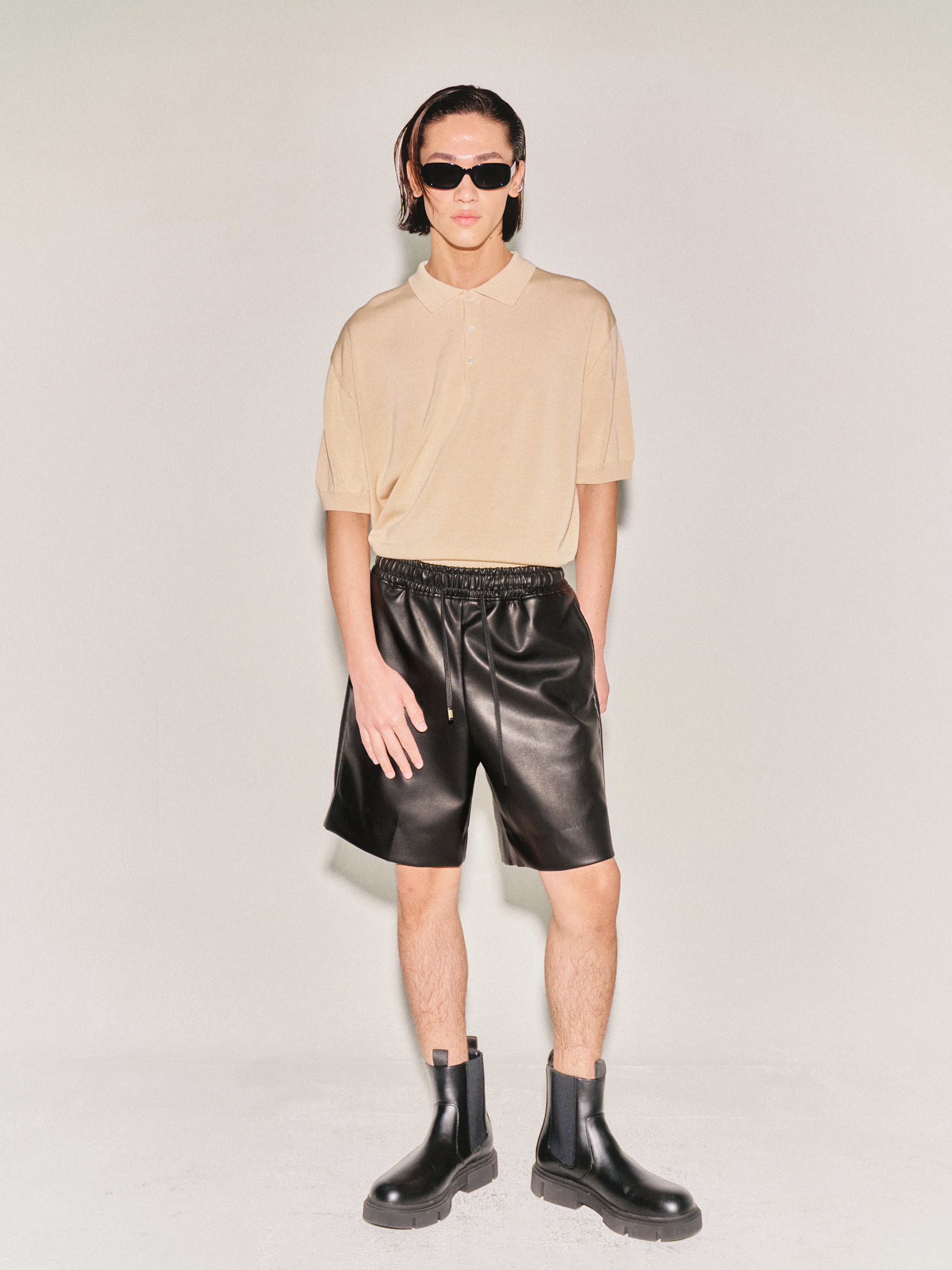 Silk Tencel High Guage Polo Knit_ Royal Beige