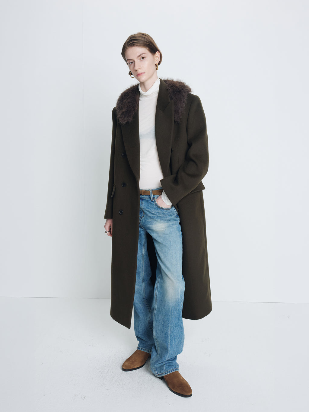 (W) FAUX FUR MUFFLER_ BROWN