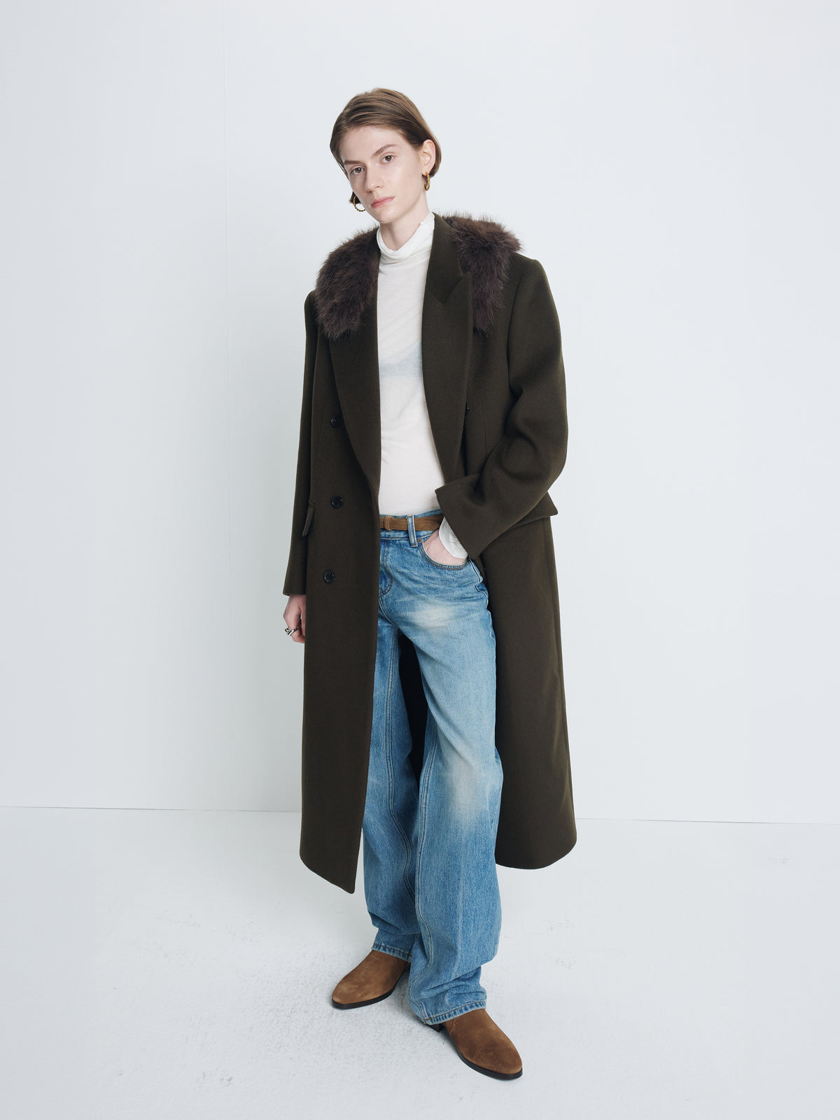 (W) FAUX FUR MUFFLER_ BROWN