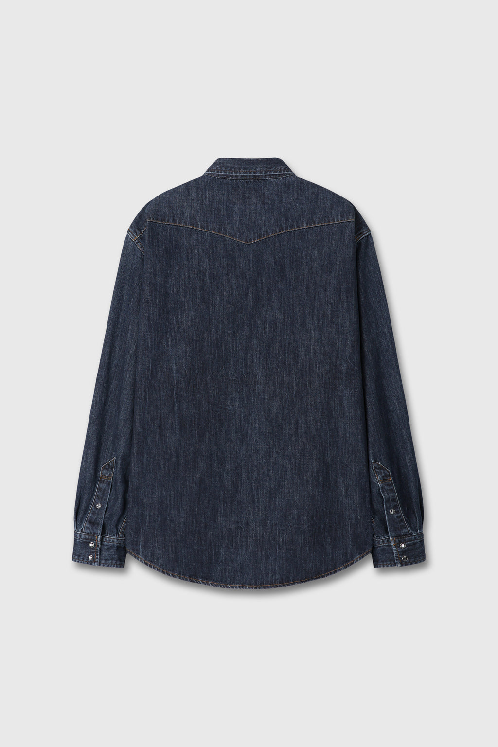 WASHED DENIM WESTERN SHIRT_ DARK BLUE
