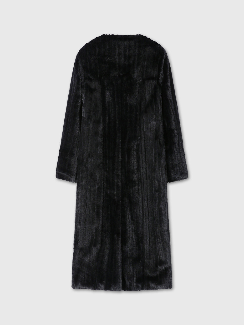 (W) FAUX FUR LONG COAT_ BLACK