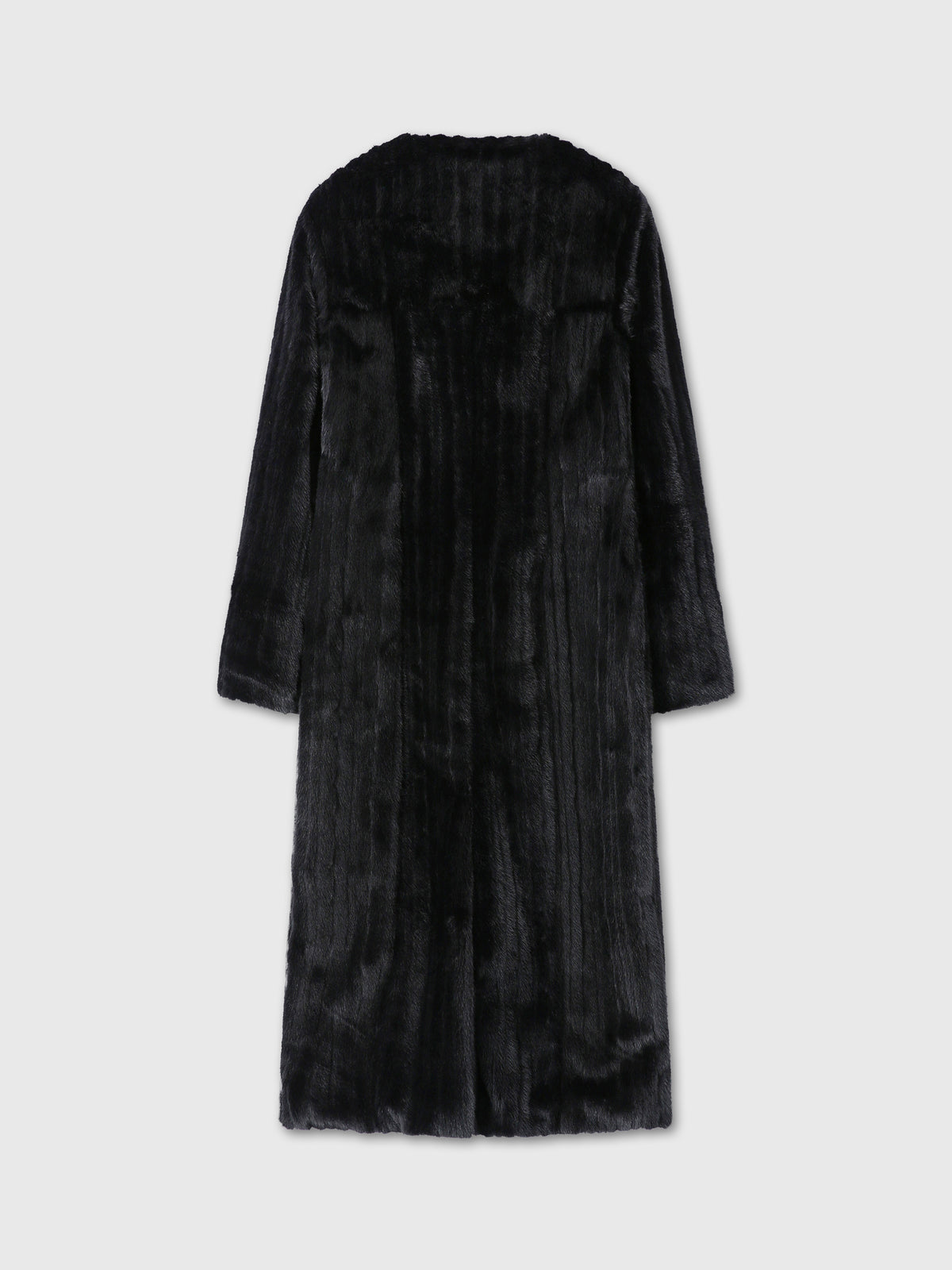 (W) FAUX FUR LONG COAT_ BLACK