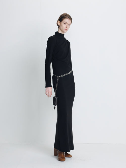 (W) DRAPED MAXI DRESS_ BLACK