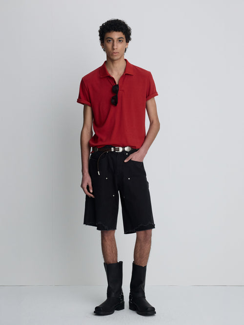 (2026/06/09 Open) SOFT RIBBED POLO SHIRT_ DARK RED