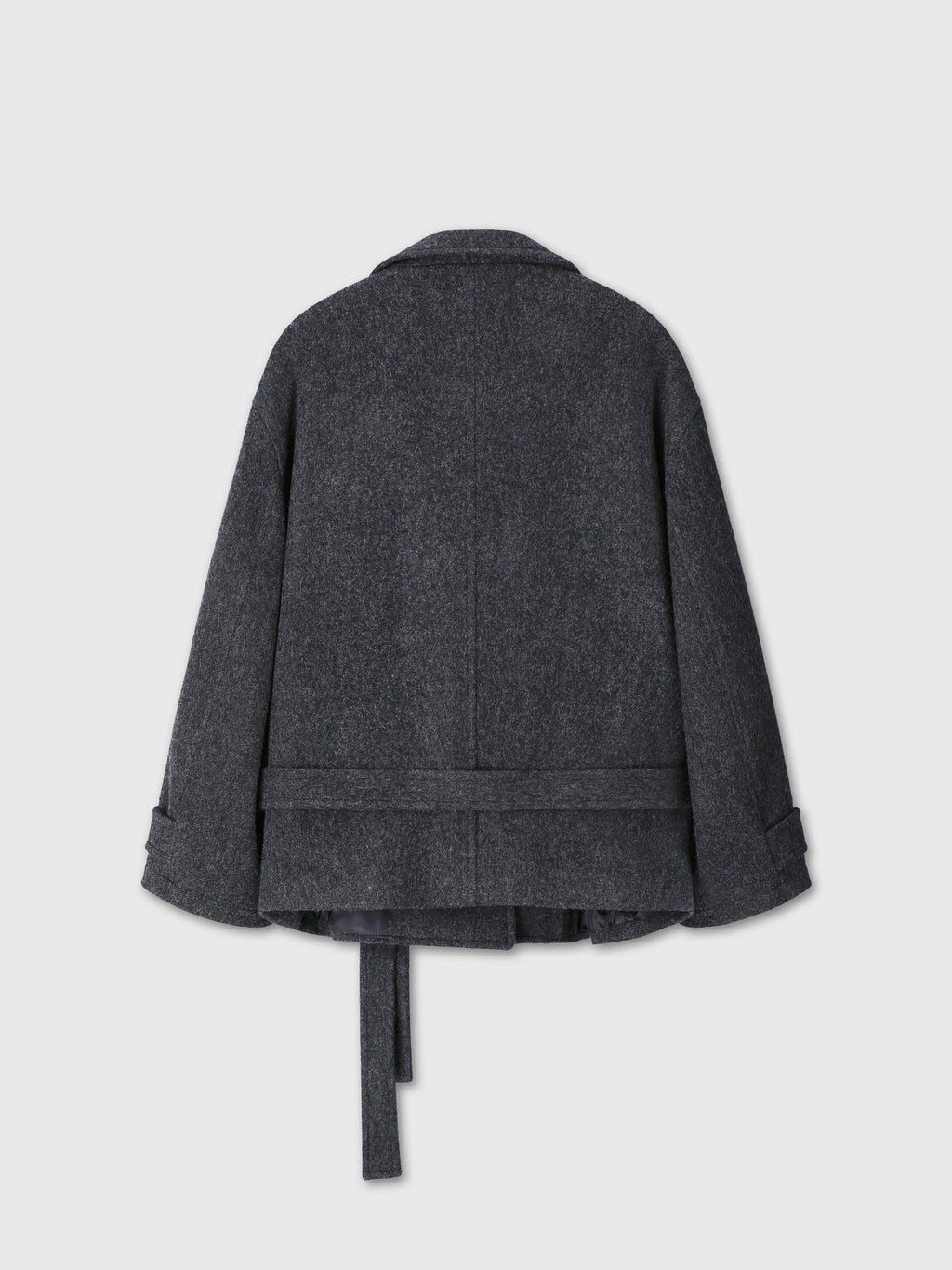 (W) WOOL ASYMMETRICAL SHORT COAT_ ANTHRACITE