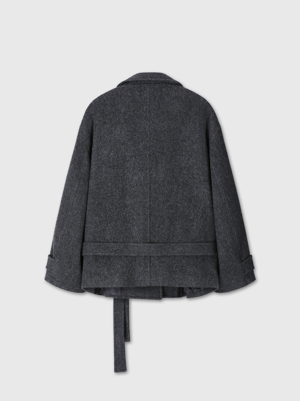 (W) WOOL ASYMMETRICAL SHORT COAT_ ANTHRACITE
