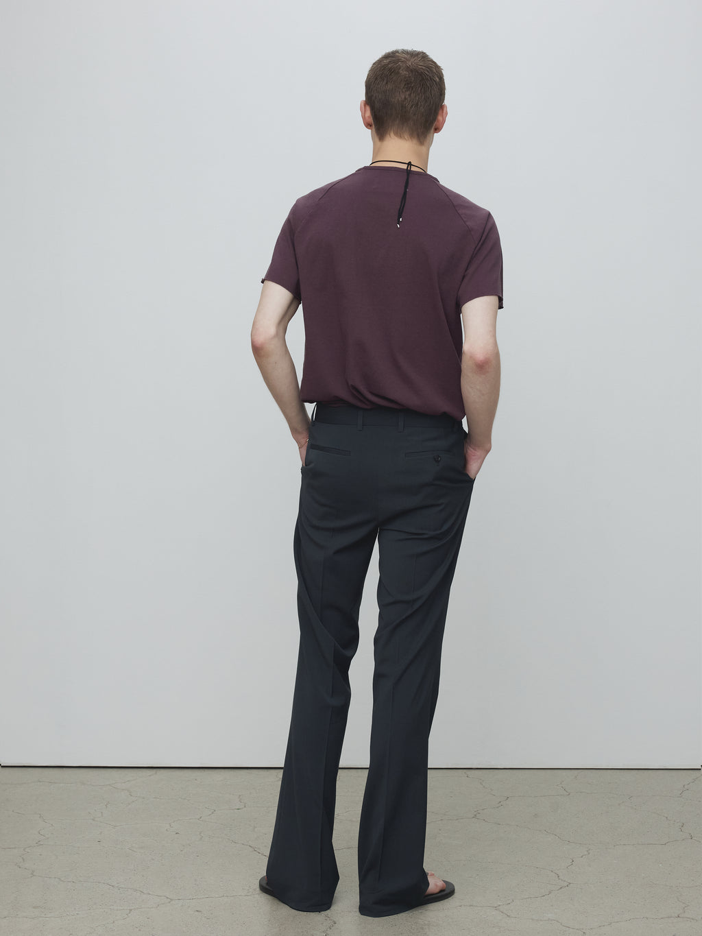 RAW EDGE WASHED T-SHIRT_ BURGUNDY
