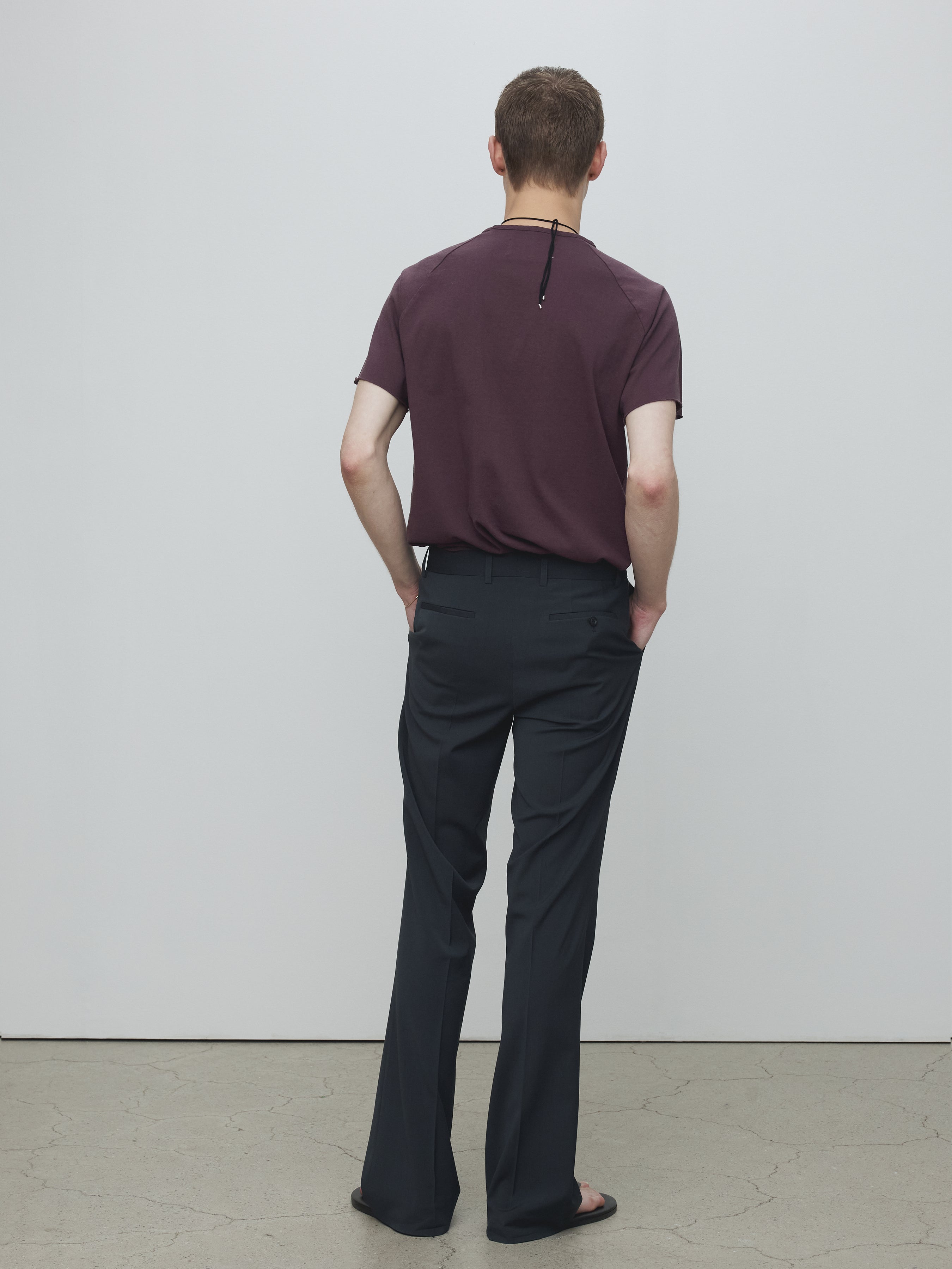 RAW EDGE WASHED T-SHIRT_ BURGUNDY