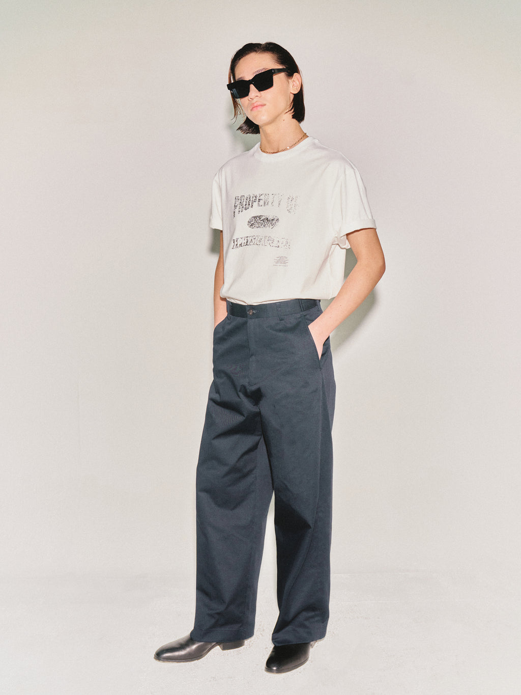 High-twist Cotton No Tuck Wide Trousers_ Navy