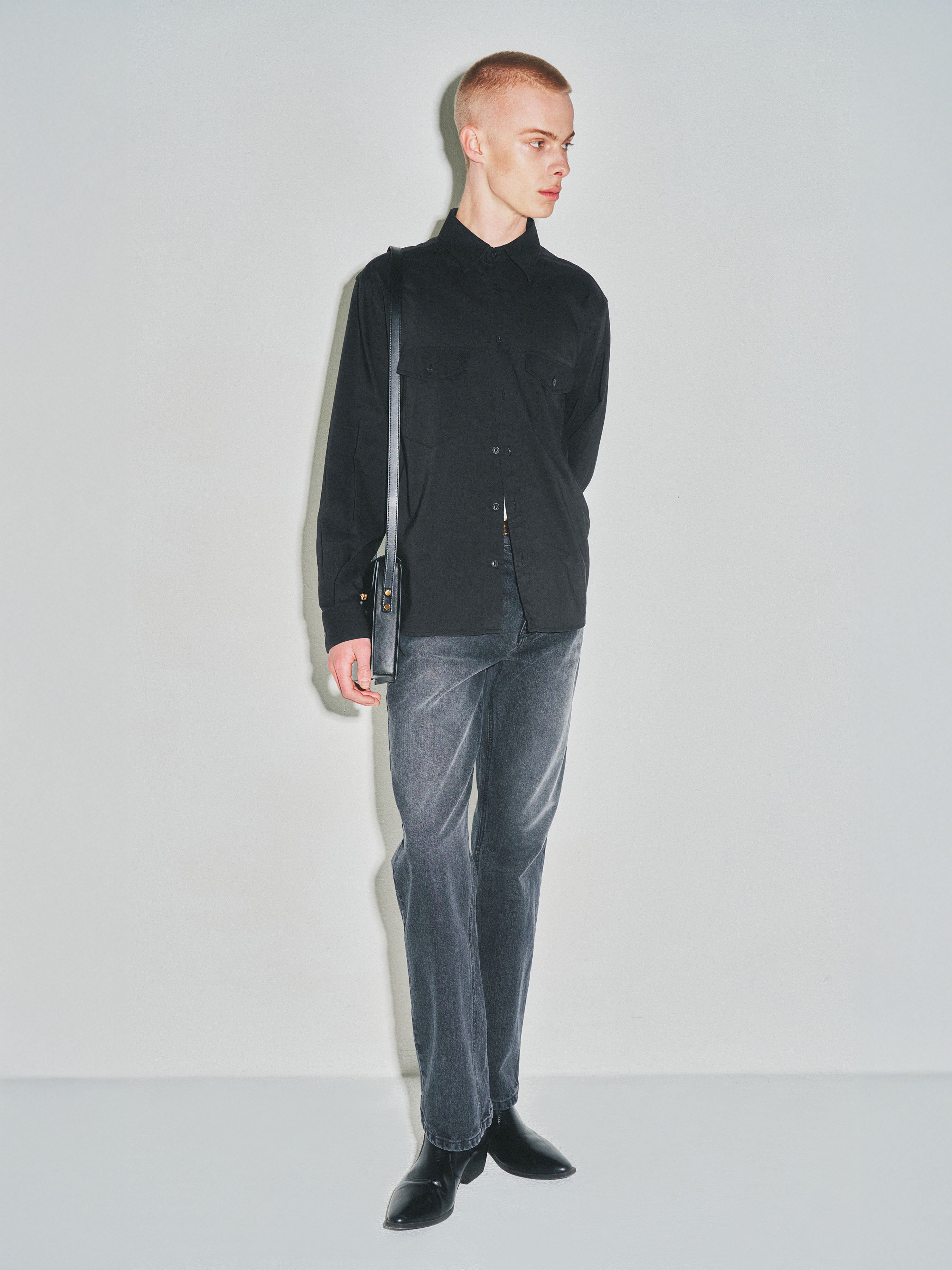 Soft Brushed C/R Western Shirt_ Midnight Black