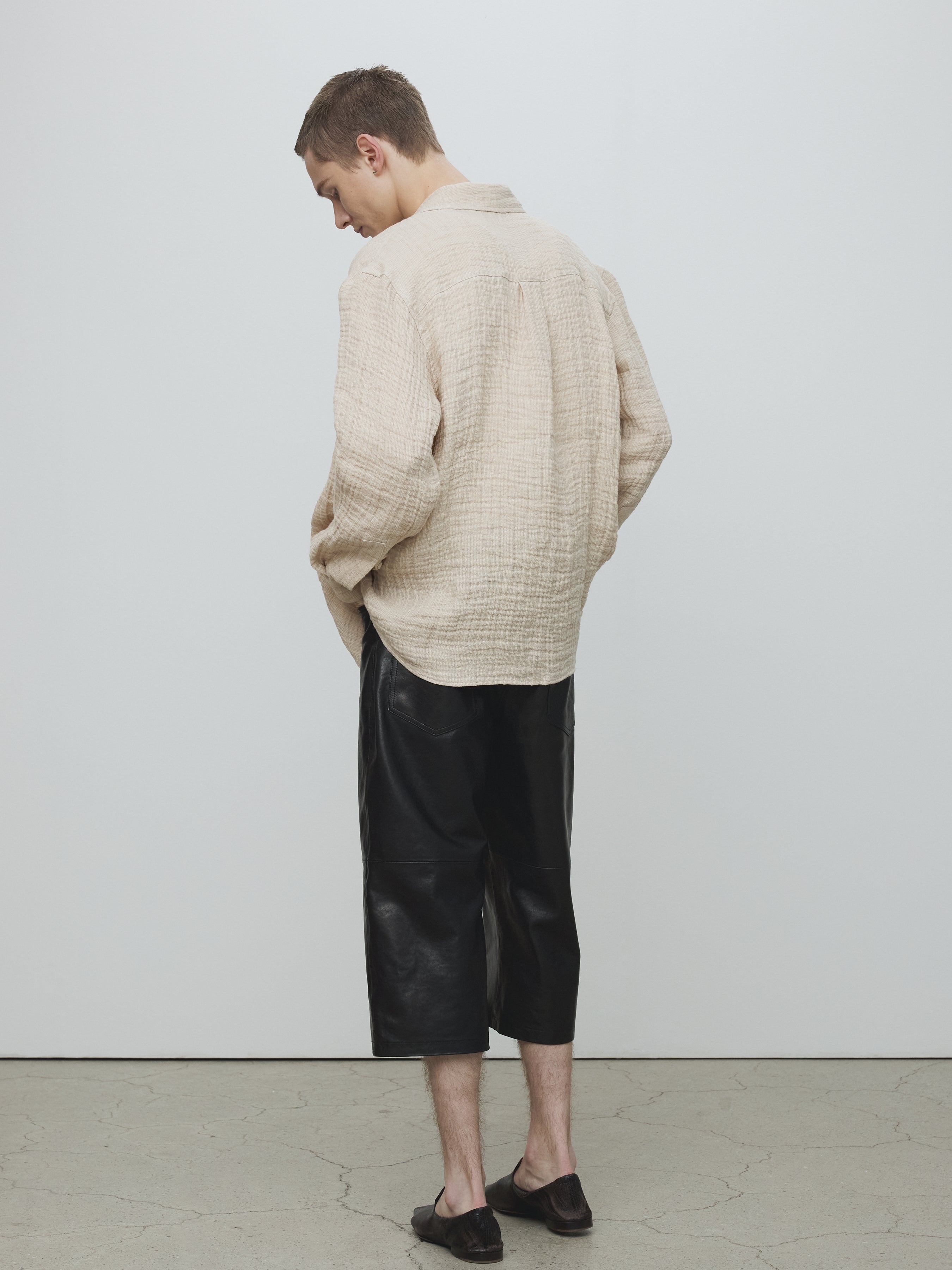 DOUBLE WEAVE LINEN SHIRT_ FRENCH BEIGE