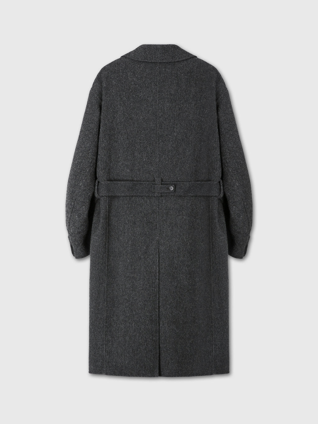 HAND-MADE WOOL BELTED DOUBLE COAT_ MELANGE CHARCOAL