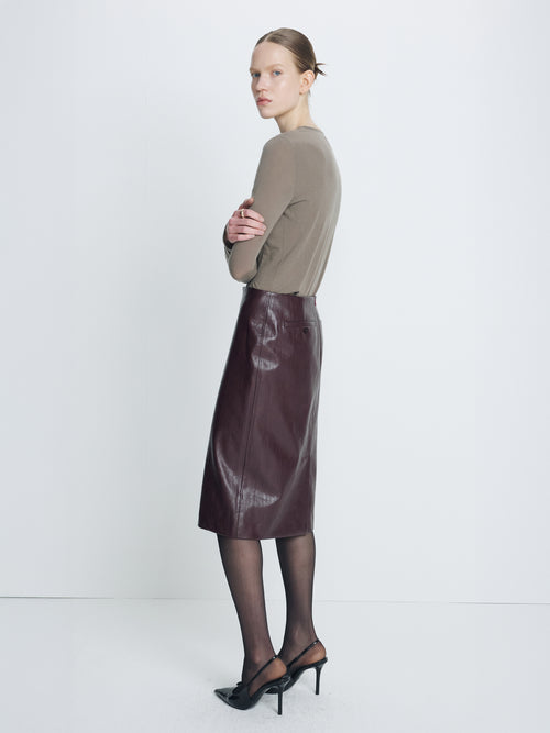 (W) CREW NECK LONG SLEEVE TOP_ TAUPE