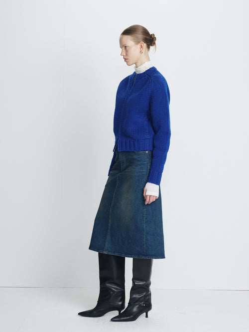 (W) DENIM MIDI SKIRT_ WASHED MID BLUE